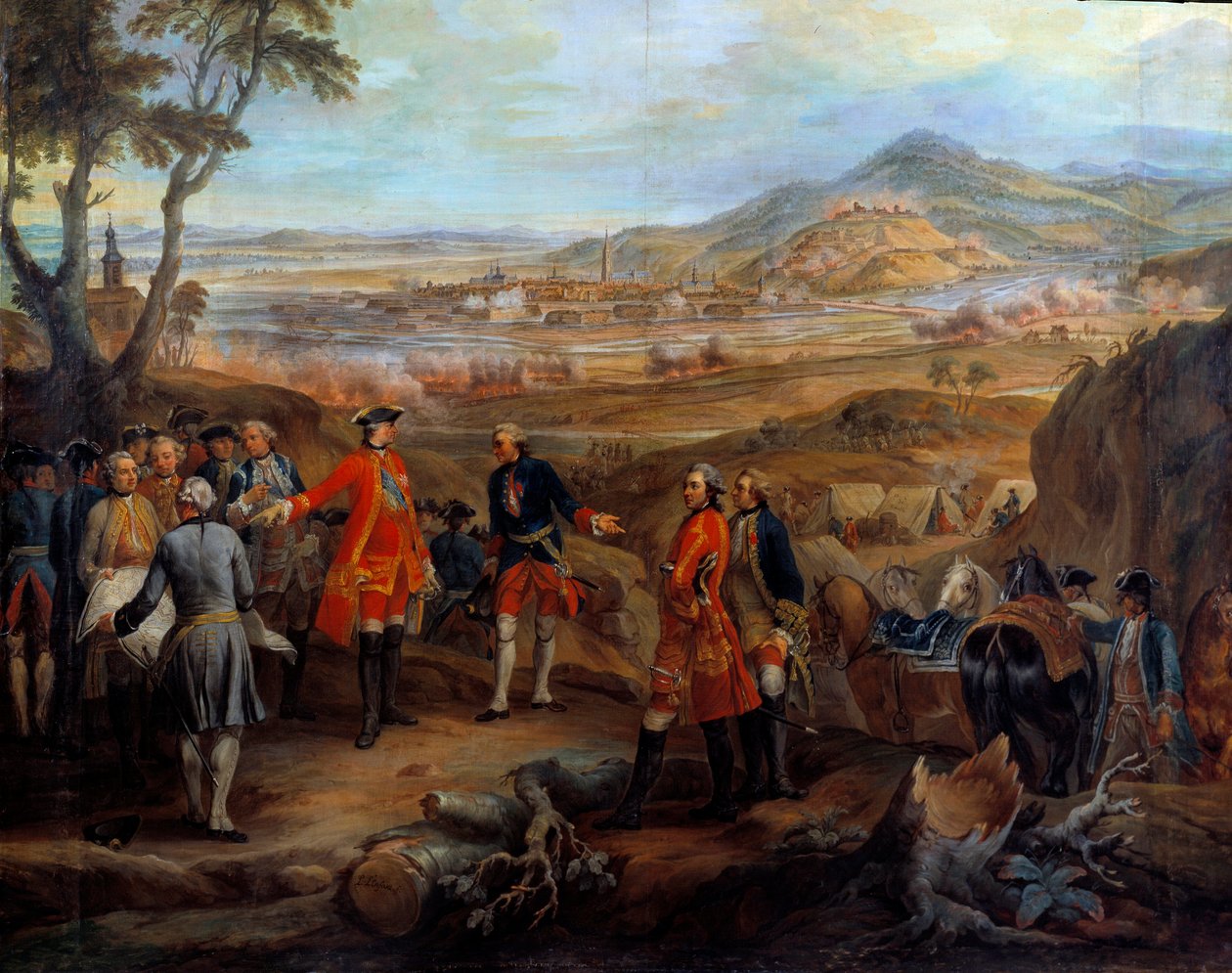 Campanha da Flandres (1745-1747): "O cerco de Friburgo em Brisgau a 11 de Outubro de 1744", Luís XV dirige as operações militares. Pintura de Pierre Nicolas Lenfant (1704-1787): Sol do século XVIII. 2,75x2,5 m de Pierre Lenfant