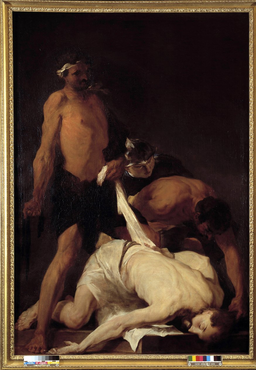 Cristo desmaiou após a flagelação (óleo sobre tela) de Pierre Louis Cretey or Cretet