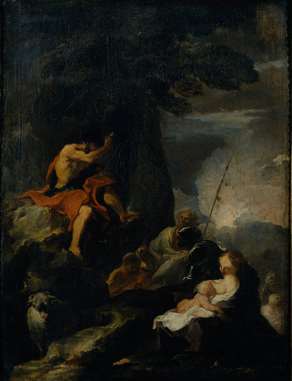 A pregação de São João Batista no deserto (óleo sobre tela) de Pierre Louis Cretey or Cretet