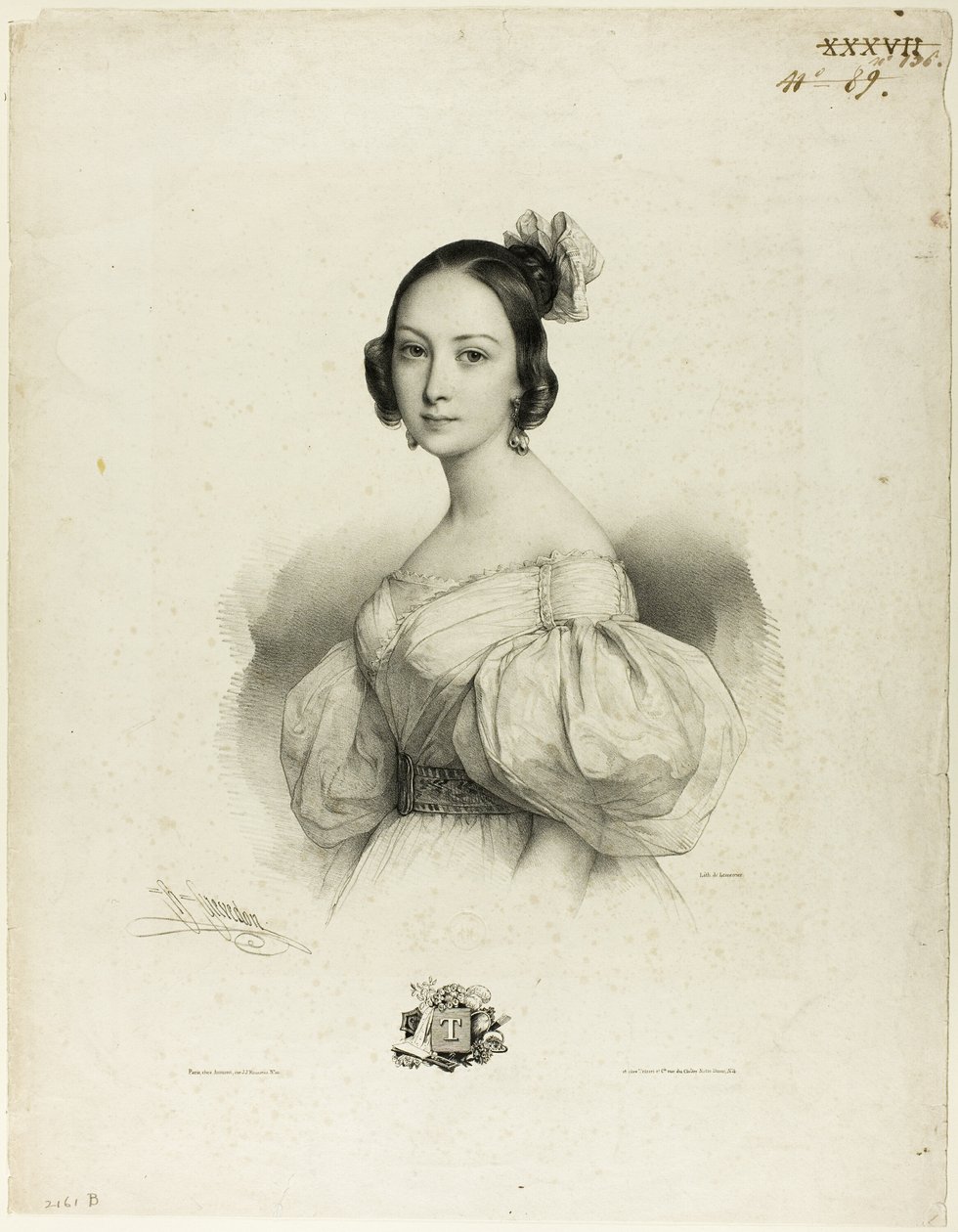 A letra "T" de Le Miroir des Dames, ou novo alfabeto francês de Pierre Louis Henri Grevedon