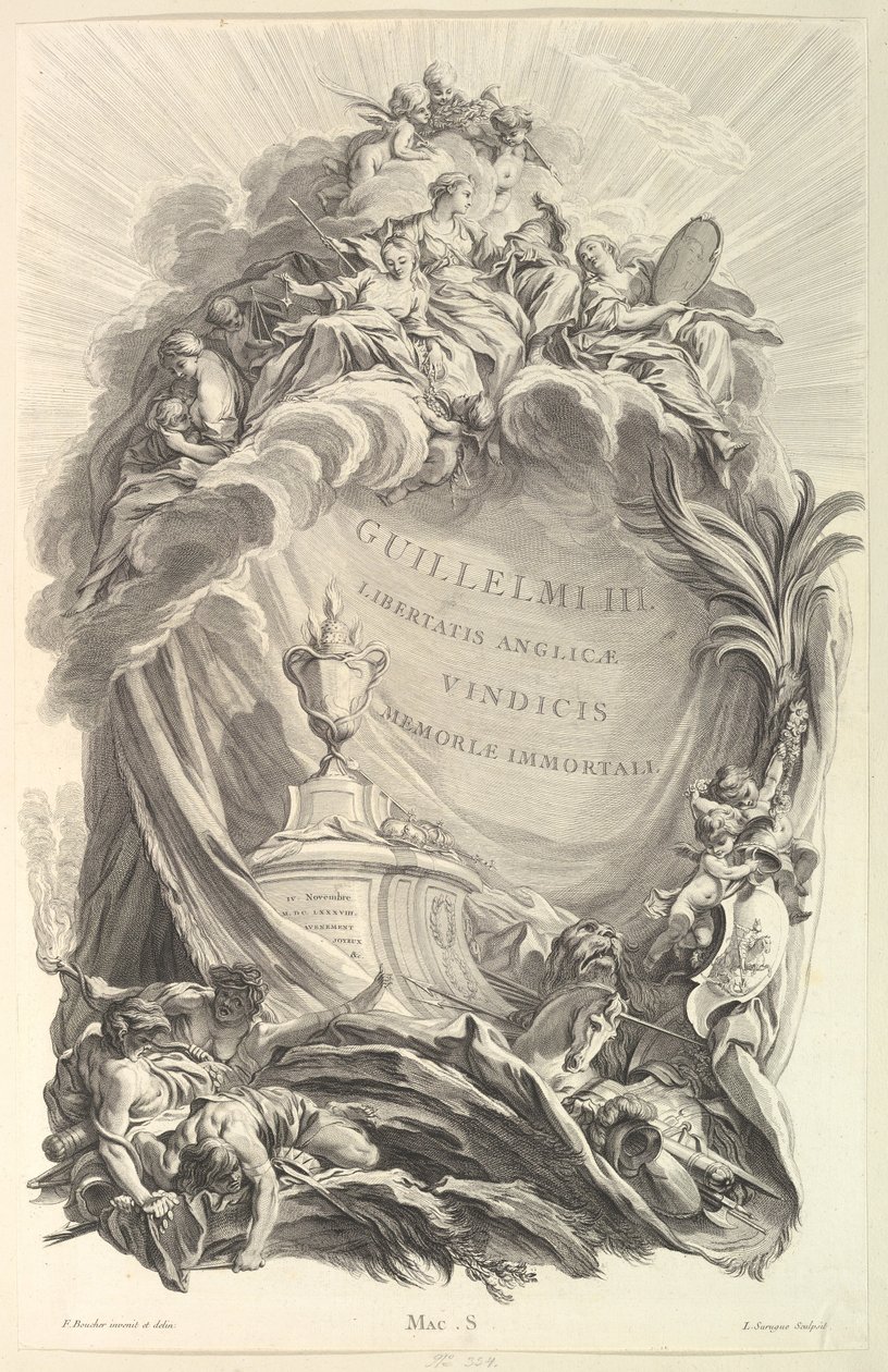 Frontispício do Túmulo de Guilherme III Frontispício do Túmulo de Guilherme I..., ca. 1736. de Pierre Louis de Surugue