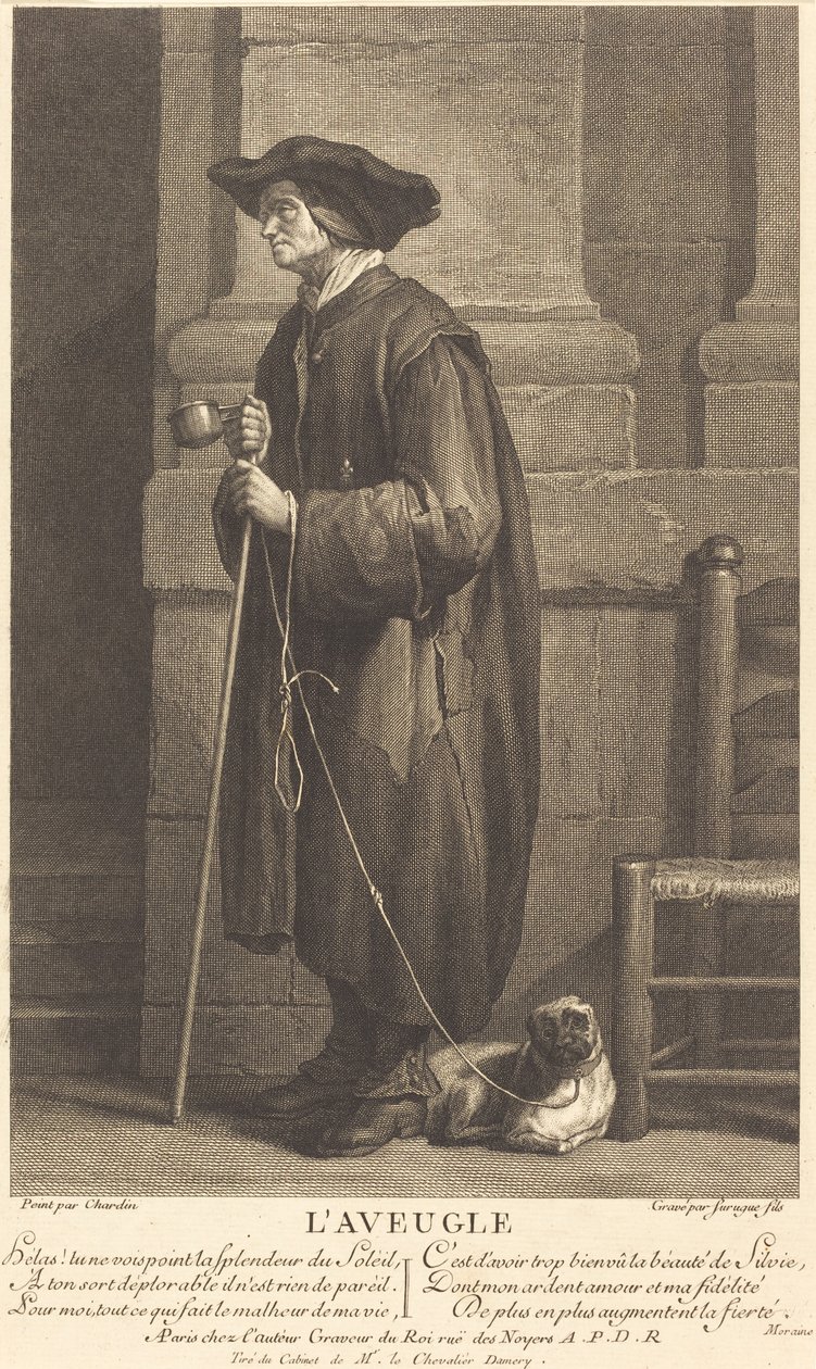 The Blind Beggar de Pierre Louis de Surugue after Jean Siméon Chardin