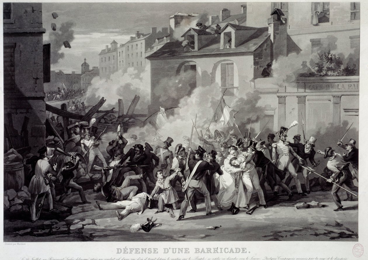 Defesa de uma barricada durante a Revolução de Julho (29 de Julho de Pierre Martinet