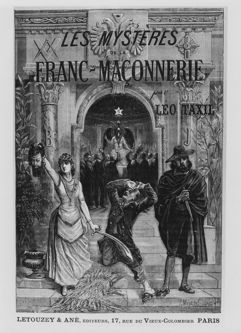 Ilustração da capa dos &39;The Mysteries of Freemasonry&39; de Leo Taxil de Pierre Mejanel