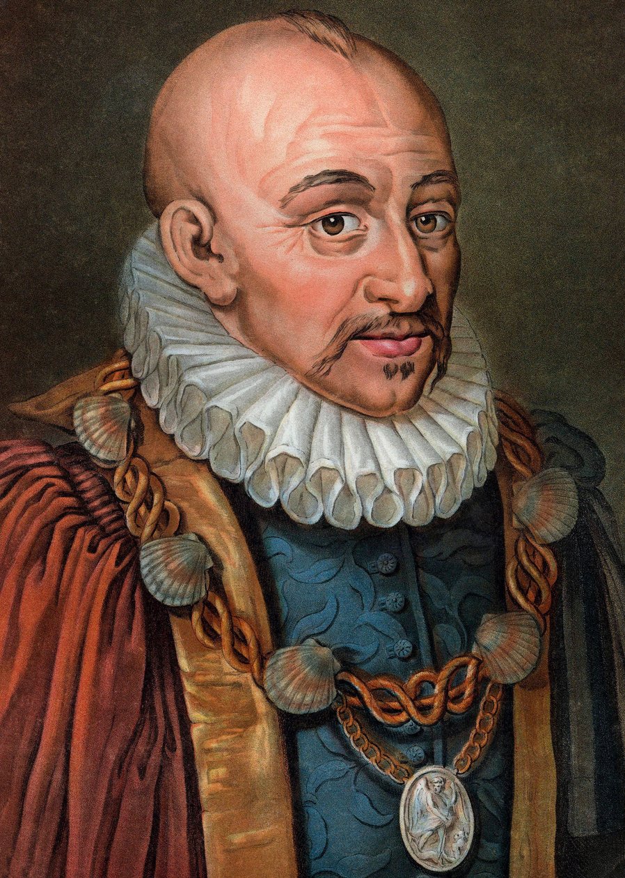 Michel Eyquem de Montaigne 1533-1592 - gravura - século XIX - Retrato de Michel Eyquem de Montaigne (1533-1592)", filósofo humanista francês. Gravura de Pierre Michel Alix de Pierre Michel Alix