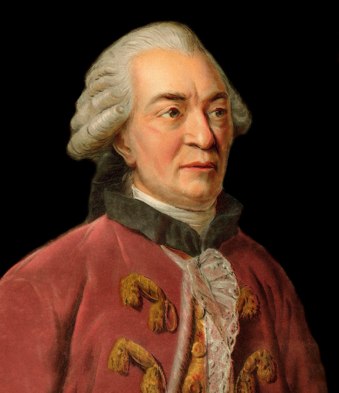Retrato de Georges Louis Leclerc, Conde de Buffon (1707-1788), naturalista, matemático, cosmólogo e autor enciclopédico francês - Retrato de George Louis Le Clerc, Conde de Buffon (1707 - 1788), naturalista e escritor francês gravado por Pierre Mich de Pierre Michel Alix