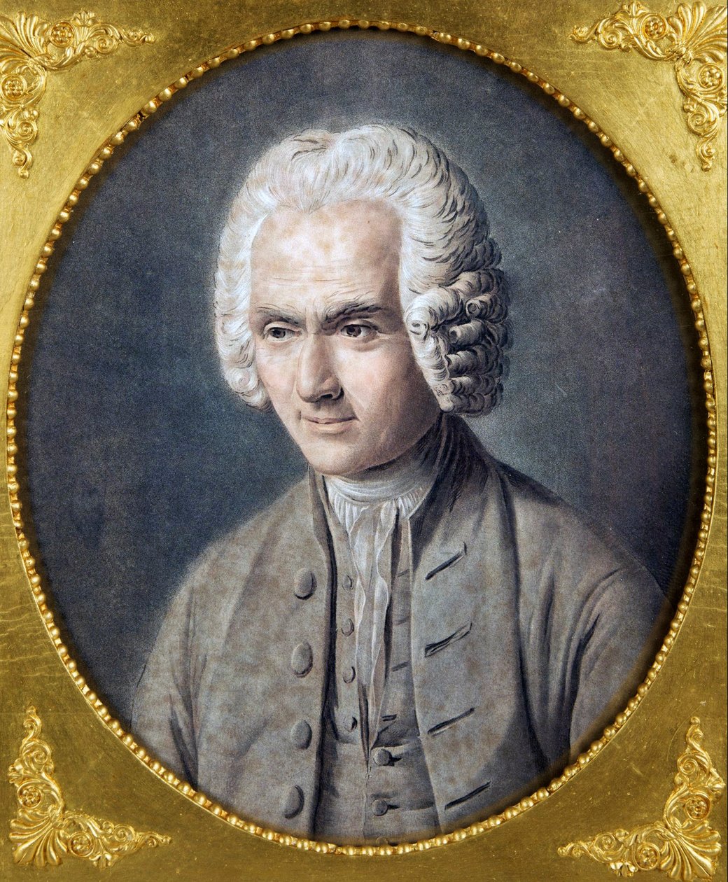 Retrato de Jean-Jacques Rousseau (1712-1778) de Alix, Pierre Michel (1762-1817). Aquatint, tamanho : 40,5x36, , Colecção Privada de Pierre Michel Alix