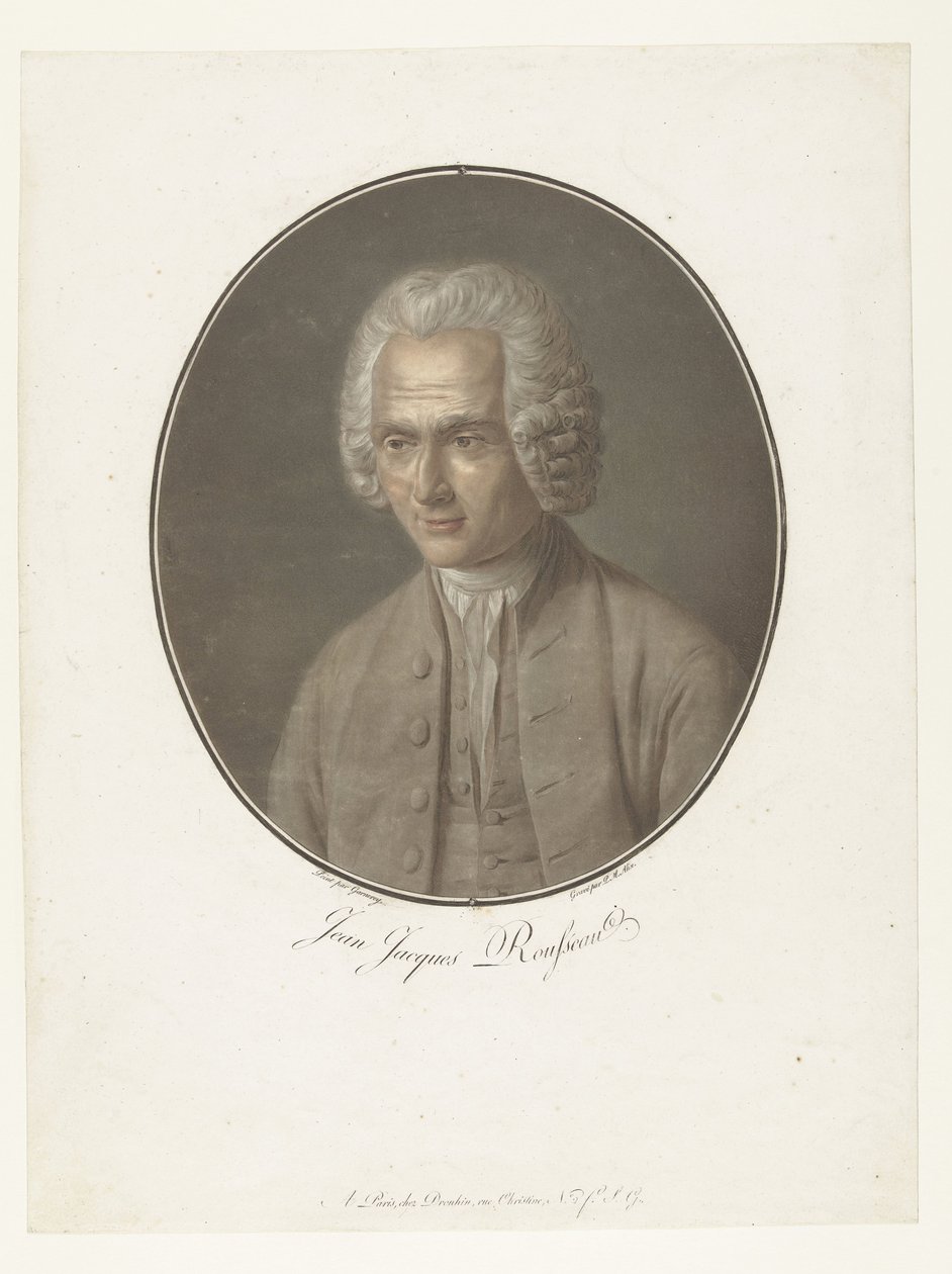 Retrato de Jean-Jacques Rousseau Jean-Jacques Rousseau (título no objeto) Coleção de Grandes Homens (título da série) de Pierre Michel Alix