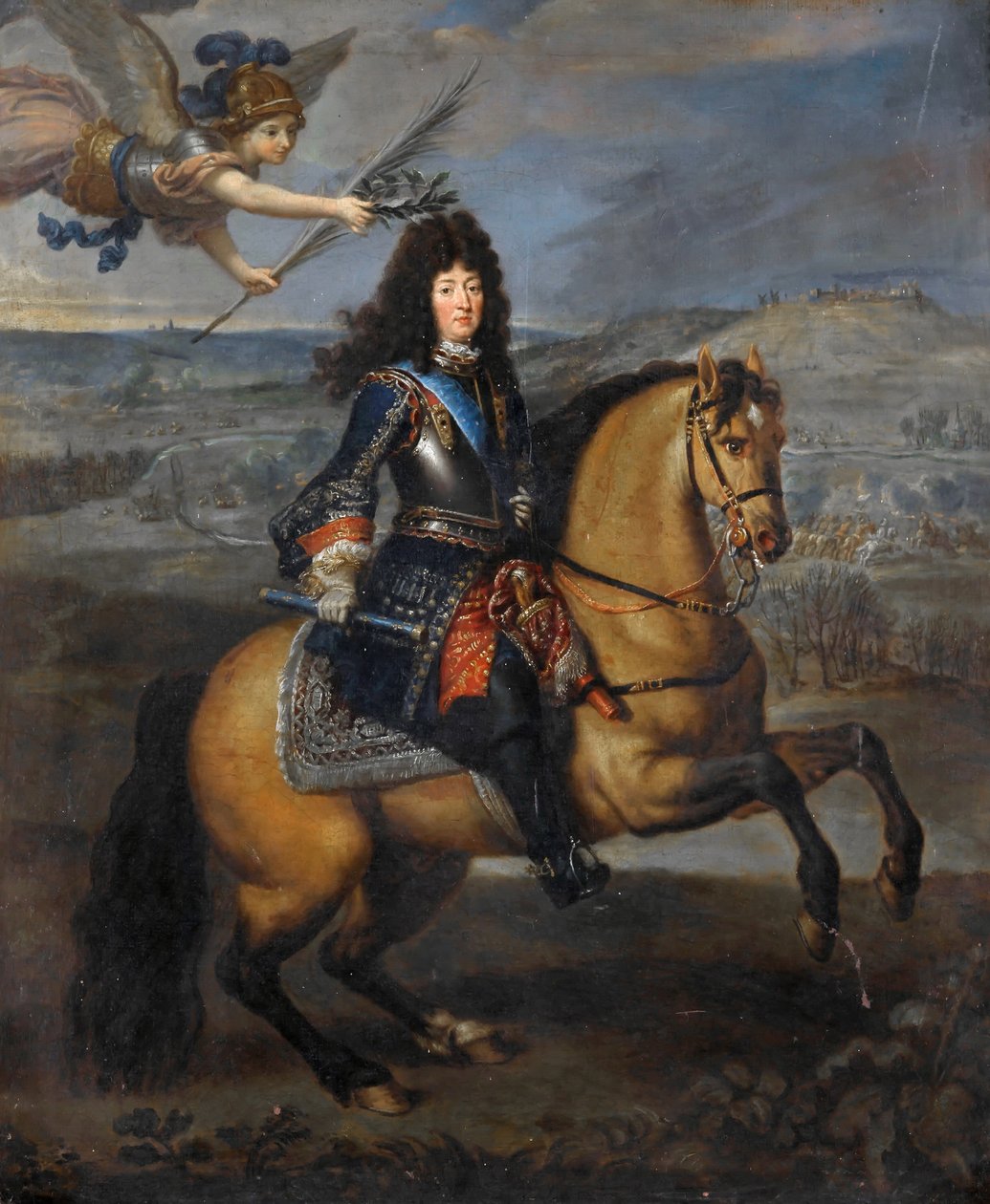Retrato equestre de Luís XIV no cerco de Namur de Pierre Mignard