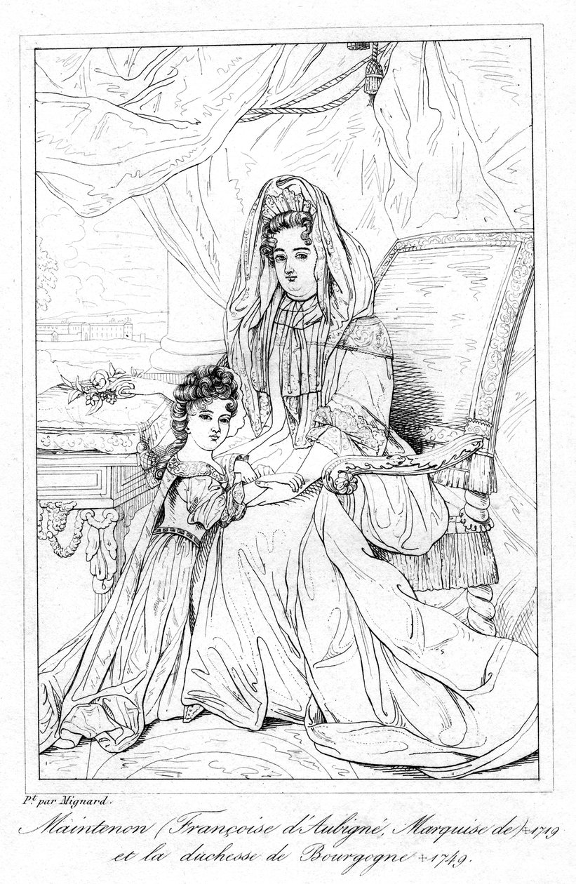 Françoise d&39;Aubigné e a duquesa de Bourgogne. de Pierre Mignard
