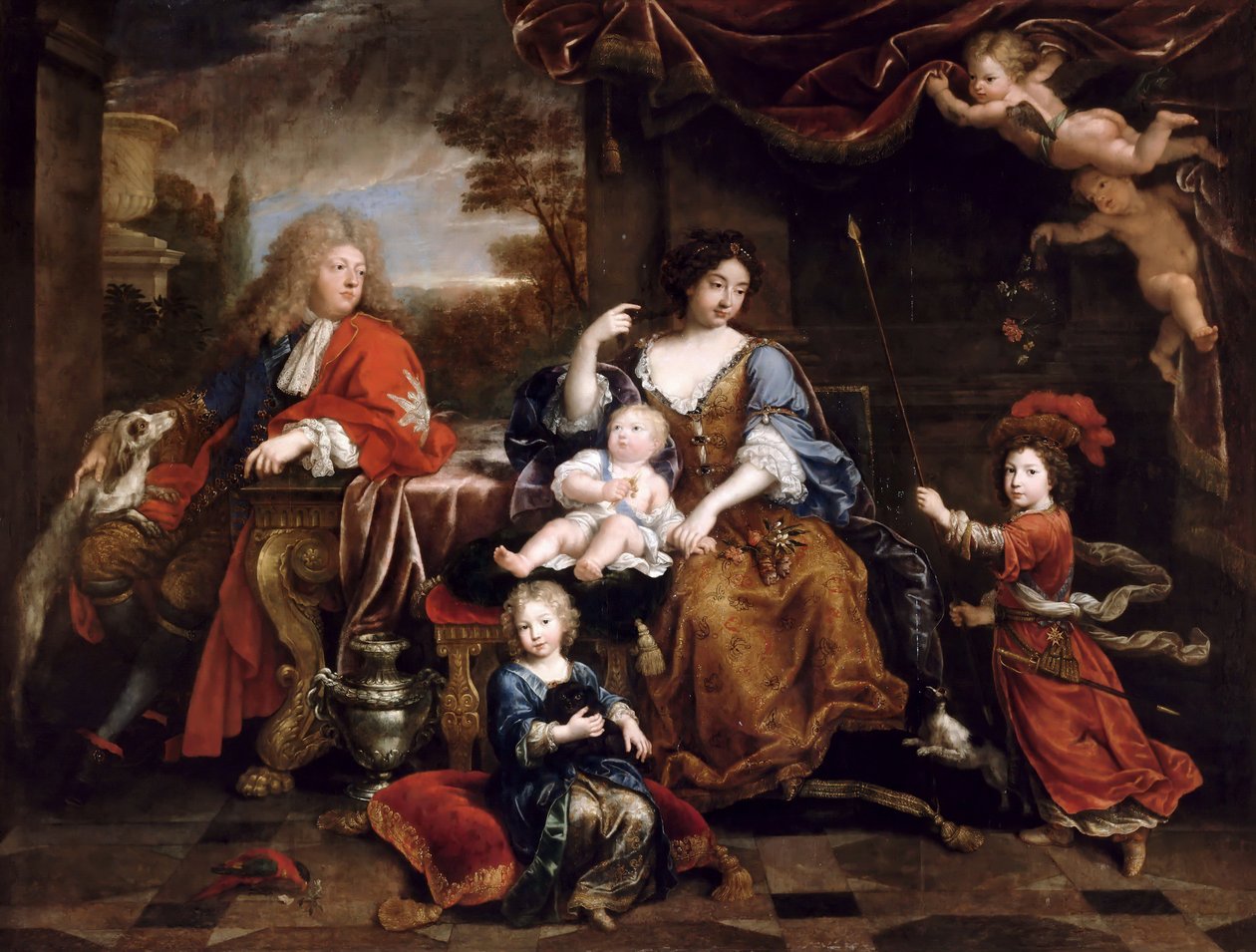 Louis da França, Grand Dauphin 1661-1711, com sua família de Pierre Mignard