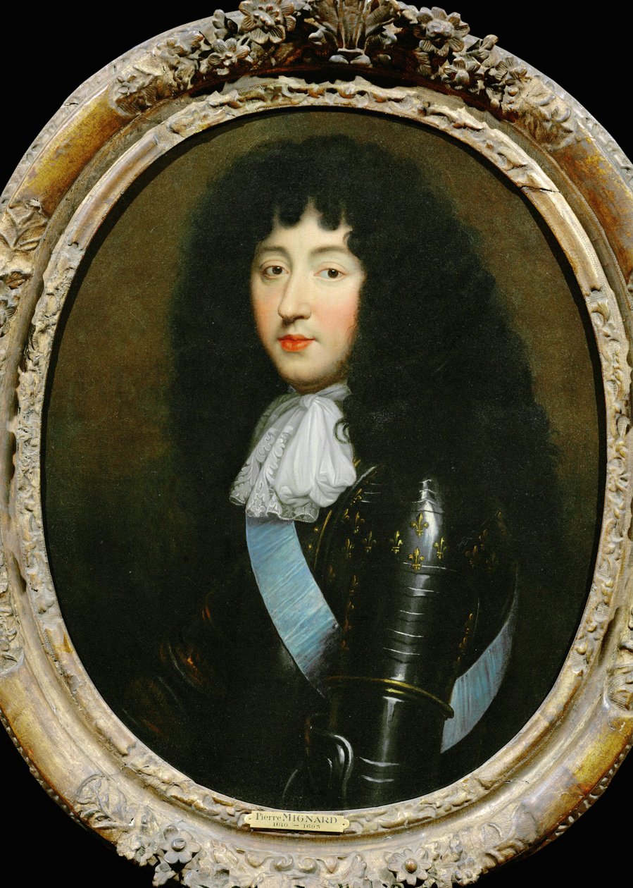 Philippe, duque de Orleães, chamado Monsieur, irmão de Luís XIV, casado com La Palatine, Lieselotte von der Pfalz ... (pintura sobre tela) de Pierre Mignard