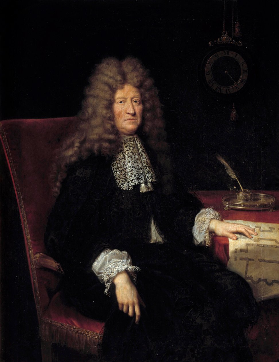 Retrato de Edouard Colbert, Marquês de Villacerf (1628-1699) Superintendente dos edifícios do Rei Luís XIV Pintura de Pierre Mignard (1612-1695) 1698 Sol. 1,63x1,28 m - Retrato de Edouard Colbert, Marquês de Villacerf (1628-1699), Superintendente de de Pierre Mignard