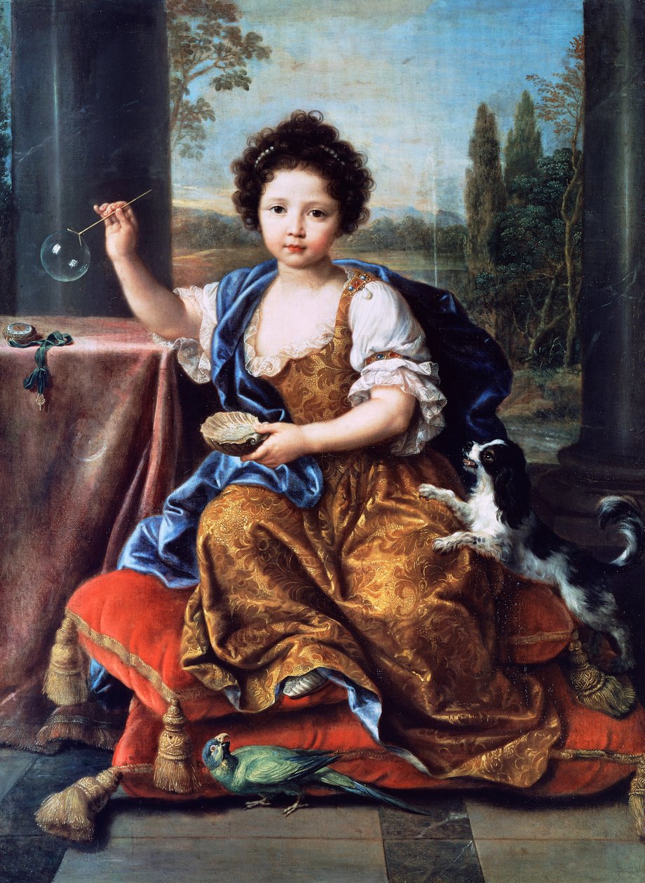 Retrato de Louise Marie Anne de Bourbon ou Mademoiselle de Tours (1674-1681), pintura de Pierre Mignard (1612-1695), óleo sobre tela de Pierre Mignard