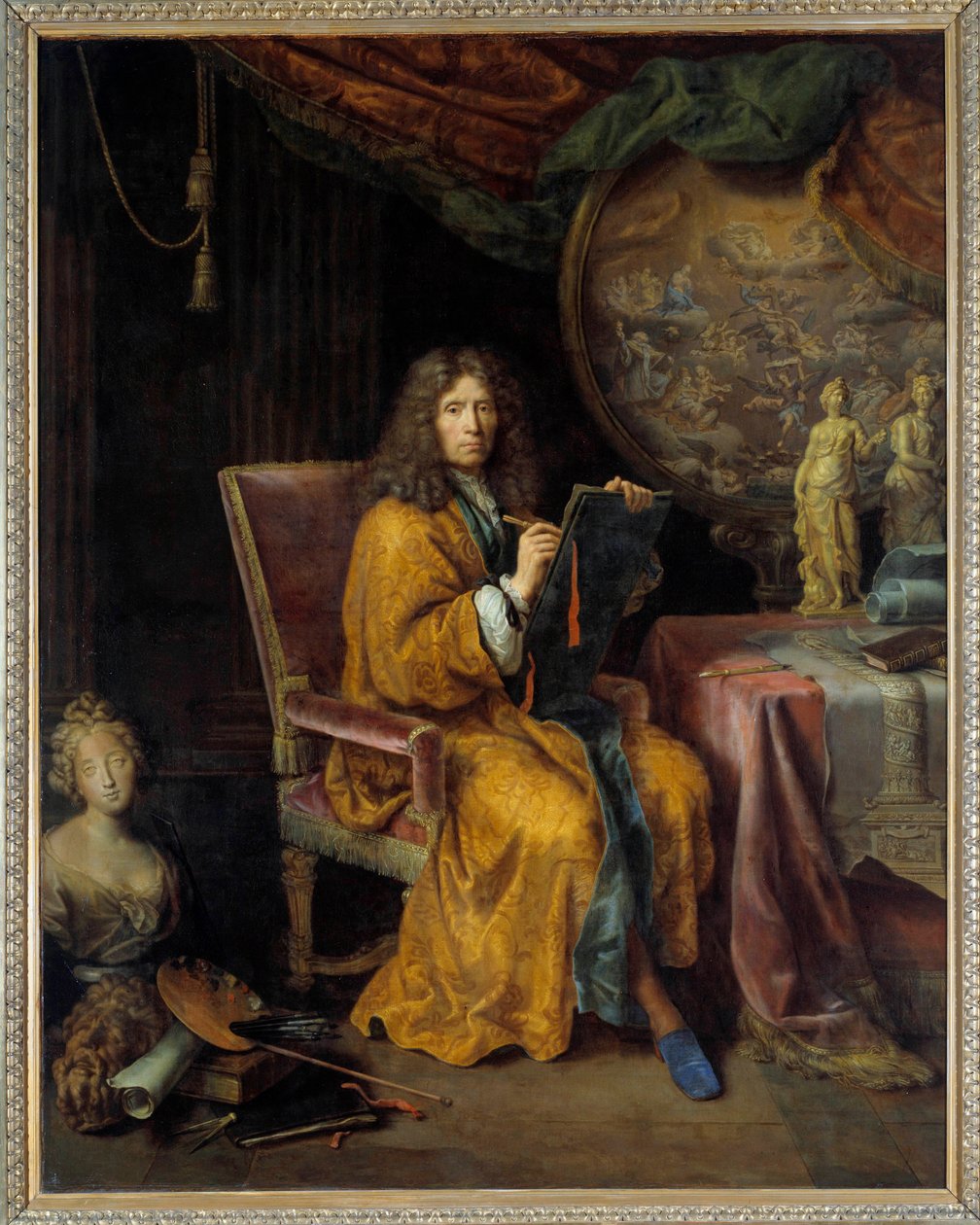 Auto-Retrato Pintura de Pierre Mignard (1612-1695) Século XVII. Sol 2,35x1,88 m. - Auto-retrato de Pierre Mignard (1612-1695) Século XVII. 2,35 x 1,88 m. - Museu do Louvre, Paris de Pierre Mignard