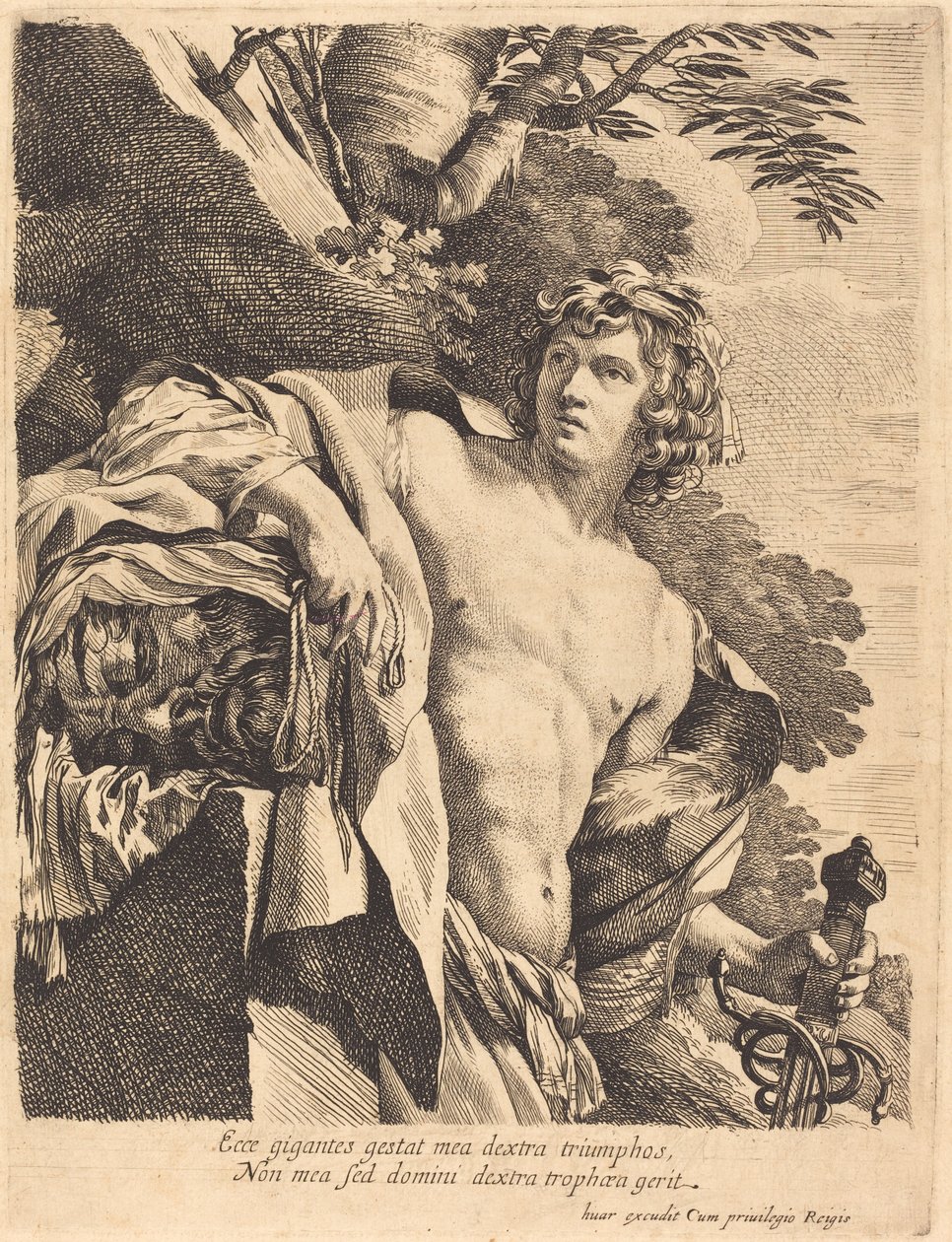 Davi com a Cabeça de Golias de Pierre Mignard I after Simon Vouet