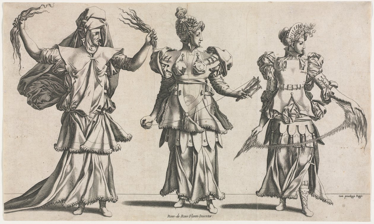 The Three Fates, Costume Designs, c. 1534. de Pierre Milan