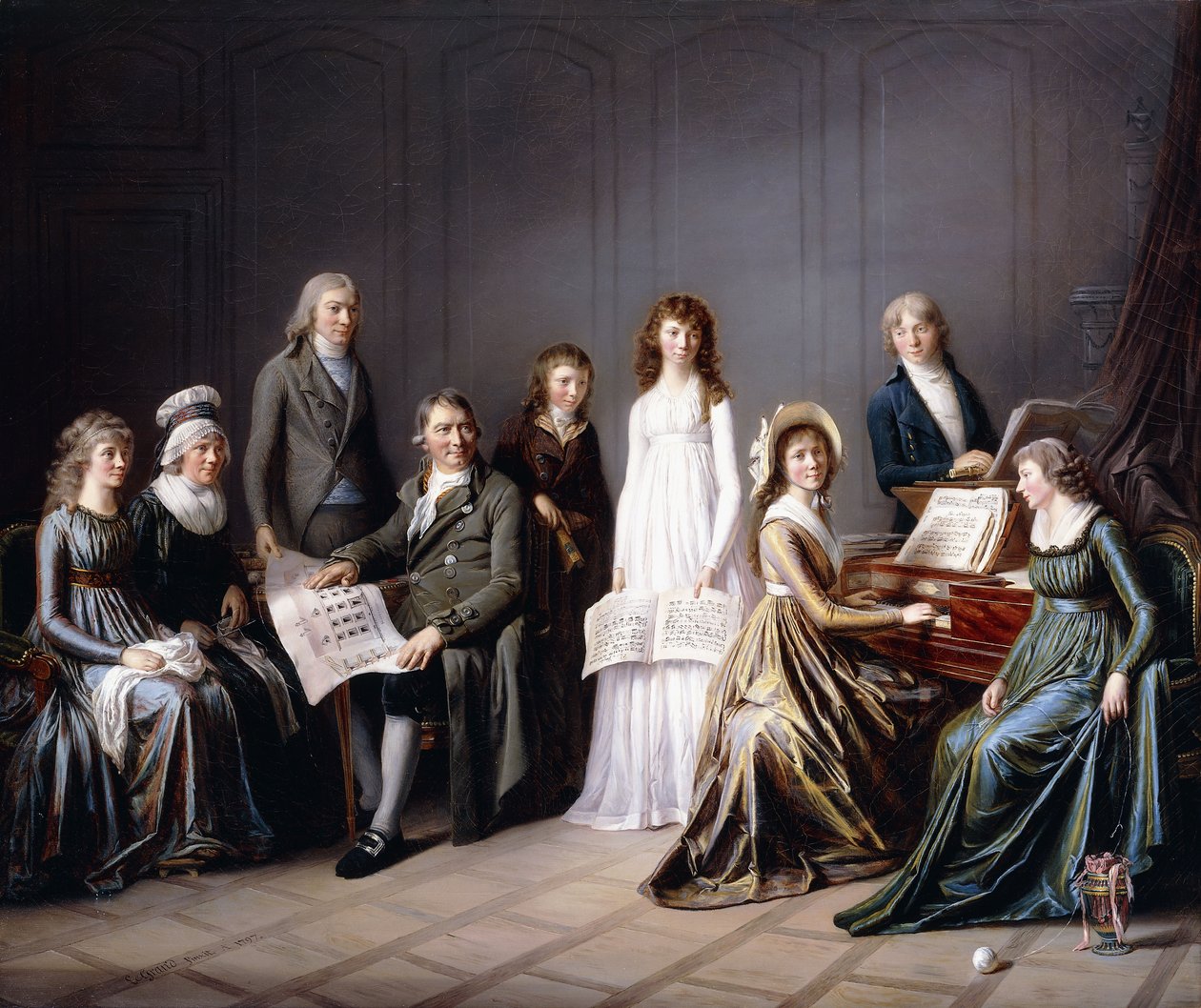 Retrato de Johann Burki, Comissário Geral do Cantão de Berna e sua família, 1797 de Pierre Nicolas Legrand
