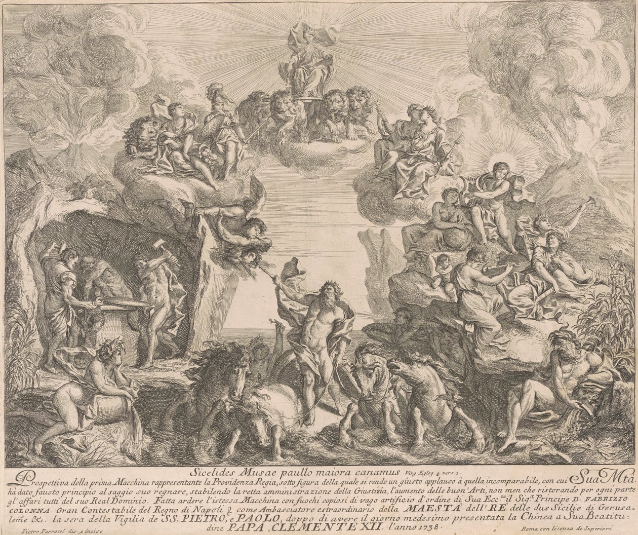 A Prima Macchina para a Chinea de 1738: Alegoria da Providência Regal de Pierre Parrocel