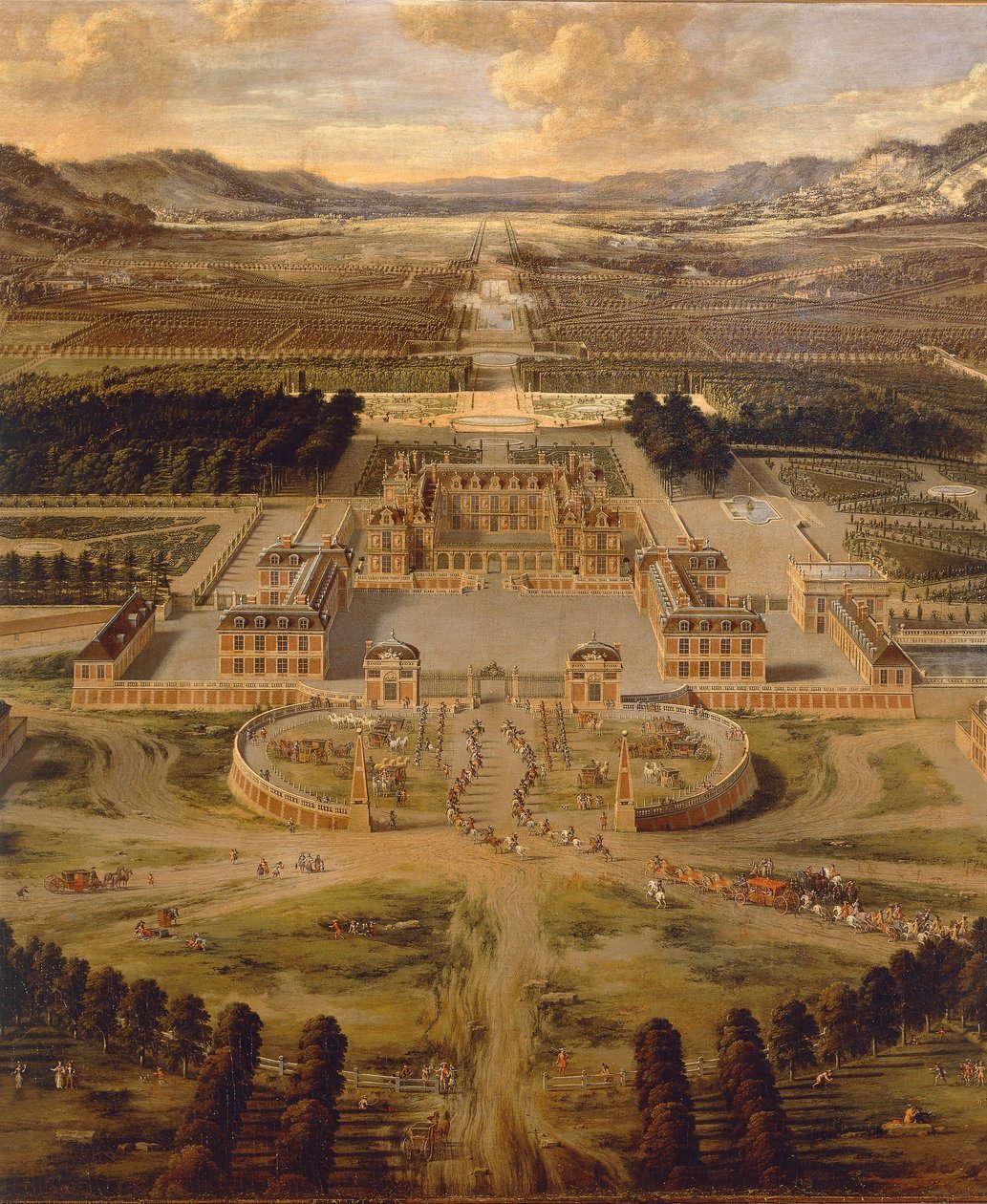 Vista do Palácio de Versailles e seus jardins por Pierre Patel de Pierre Patel