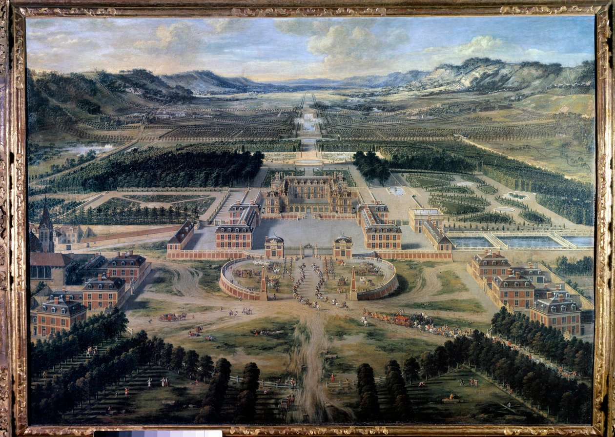 Vista do Castelo e dos Jardins de Versalhes, tirada da Avenida Paris em 1668 (óleo sobre tela) de Pierre Patel