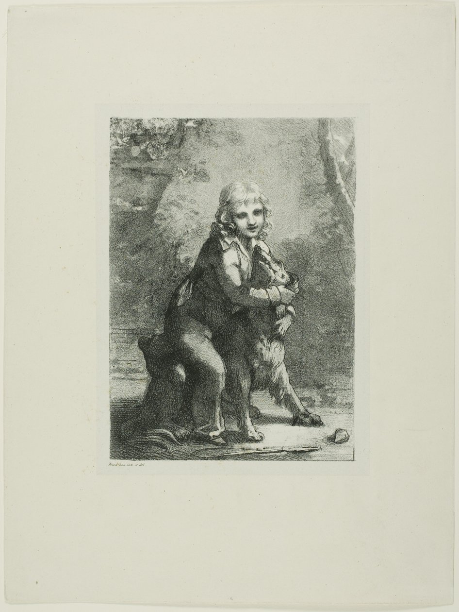 Rapaz com um cão de Pierre Paul Prud
