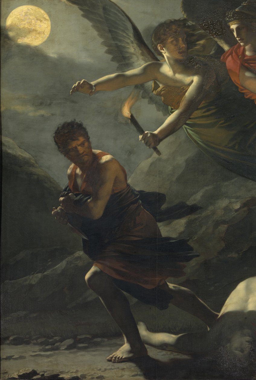 Detalhe: Justiça e vingança divina em busca do crime de Pierre Paul Prudhon