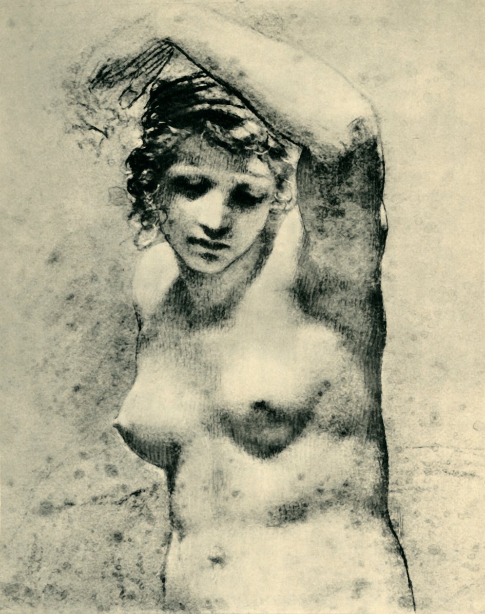 Nu feminino levantando um braço, c1800, 