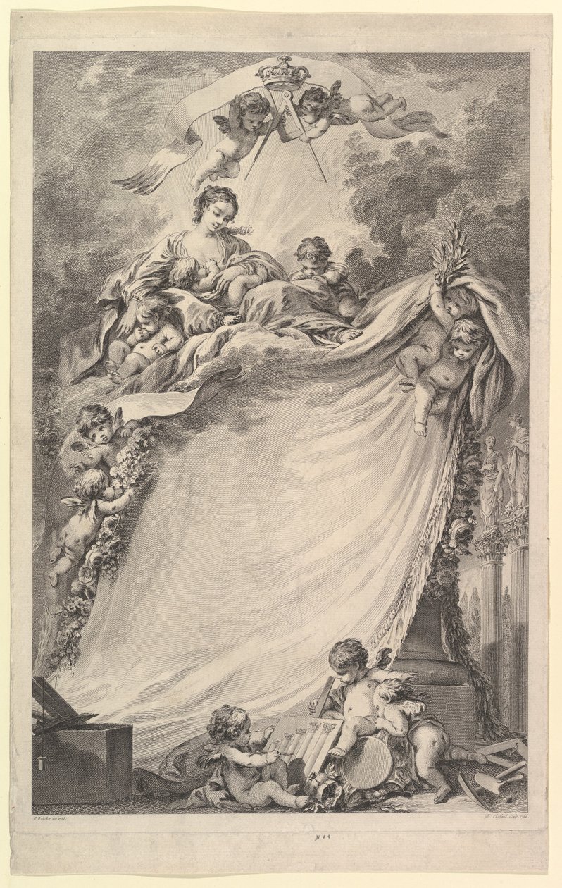 Diploma de Maçons Livres de Bordeaux, 1765-66. de Pierre Philippe Choffard