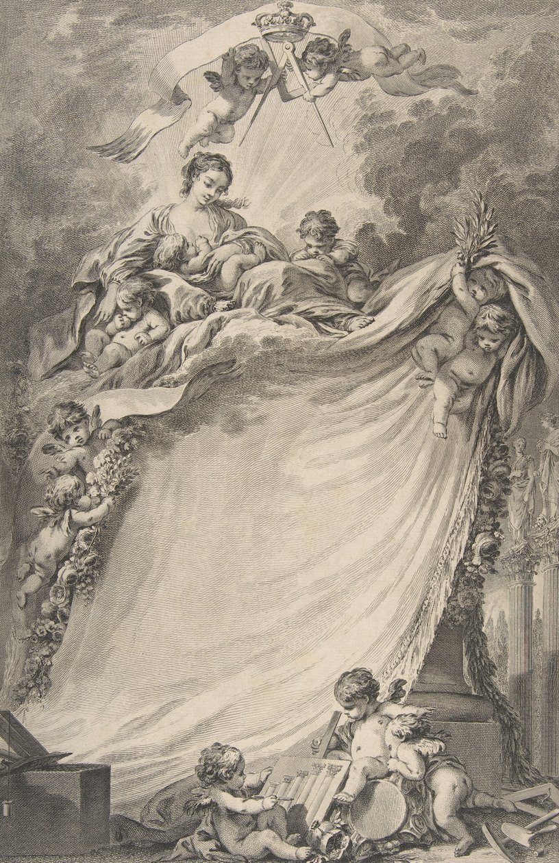 Diploma dos maçons de Bordeaux, depois de François Boucher, 1766. de Pierre Philippe Choffard