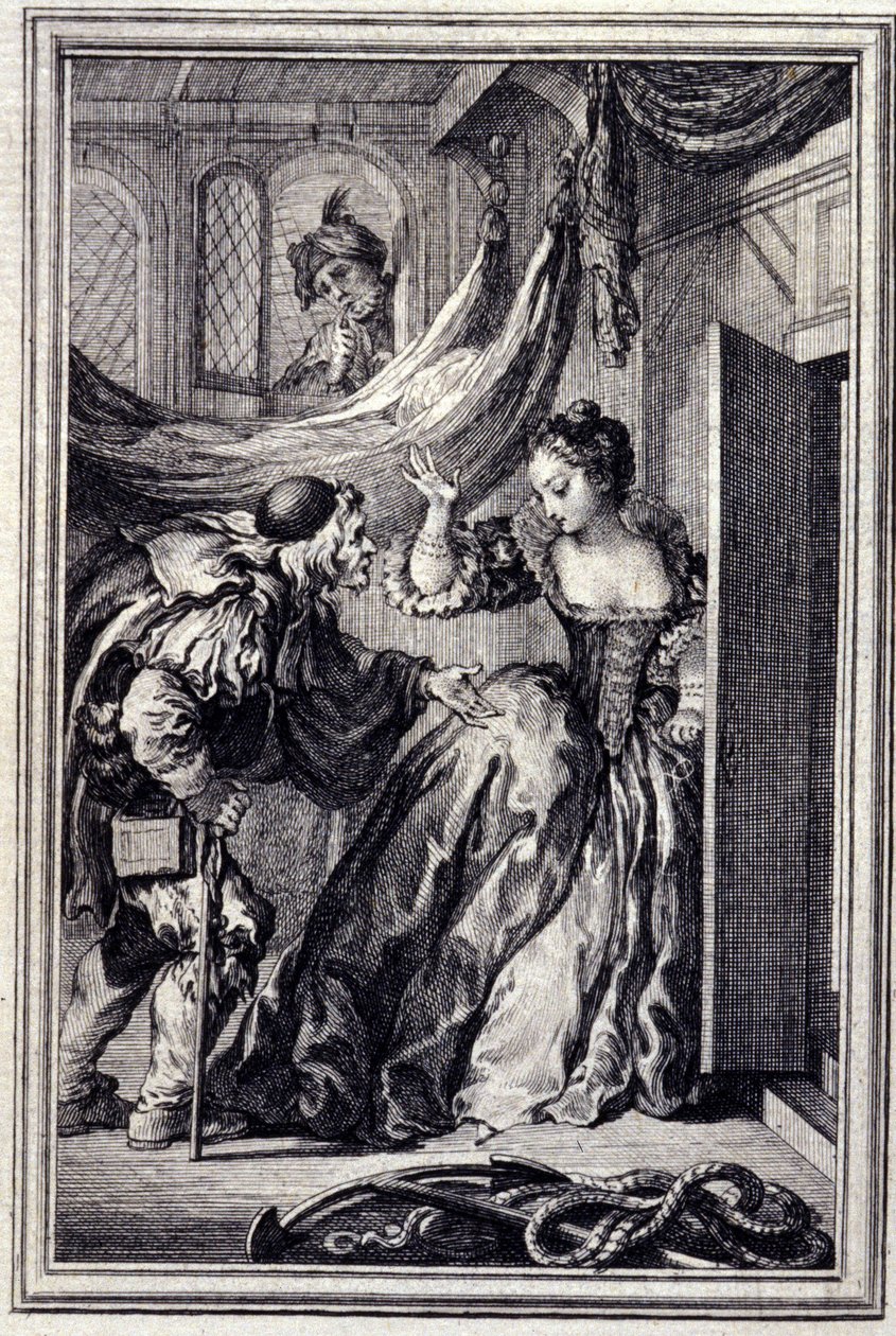 O Calendário dos Aniardos - em "Contos e contos em verso", de Jean La Fontaine. 1776. Ilustração de P.P. Choffard. de Pierre Philippe Choffard