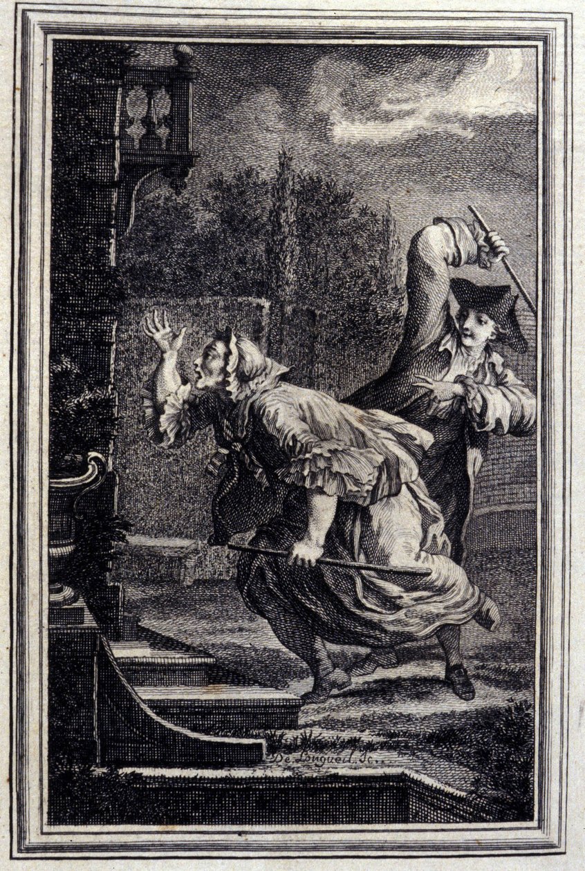 O Cucku, batido, e conteúdo - em "Contos e contos em verso", de Jean La Fontaine. 1776. Ilustração de P.P. Choffard. de Pierre Philippe Choffard