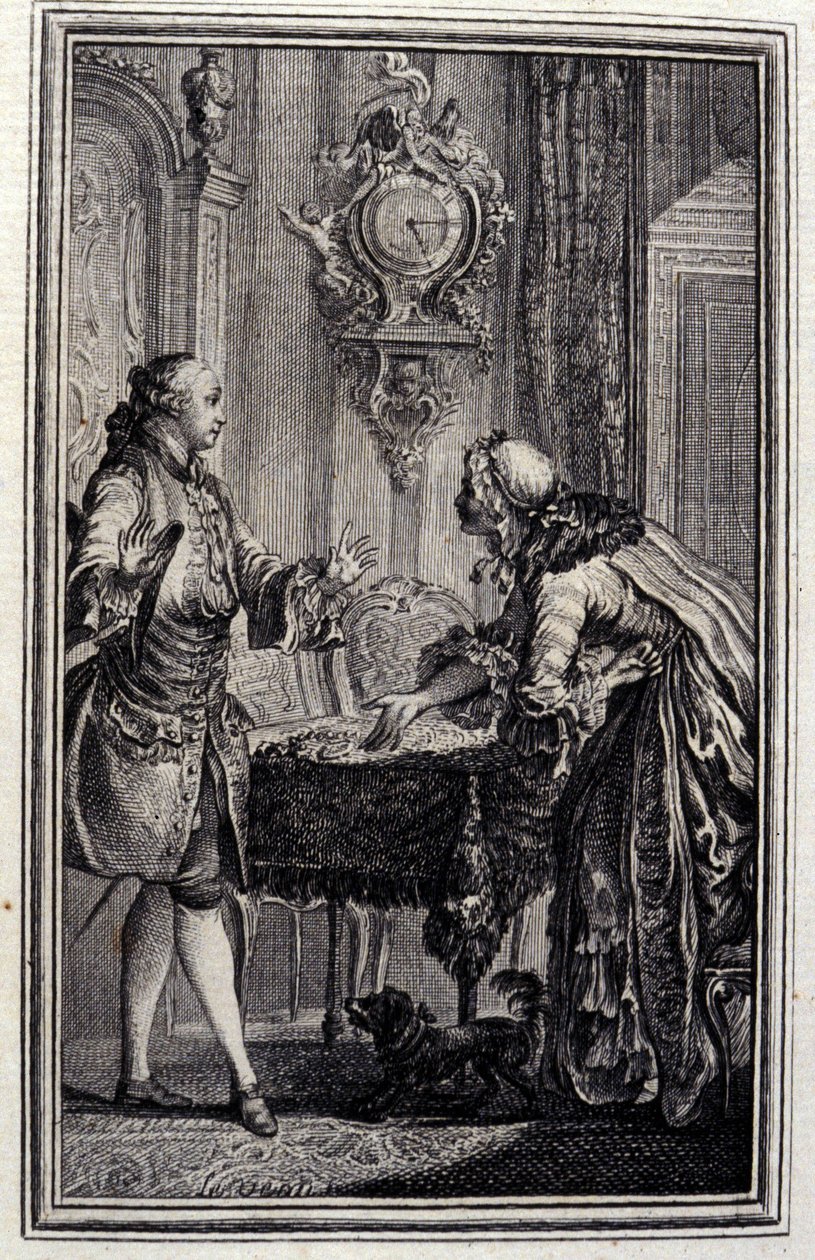 Le Gascon punido - em "Tales et nouvelles en vers" de Jean La Fontaine. 1776. Ilustração de P.P. Choffard. de Pierre Philippe Choffard