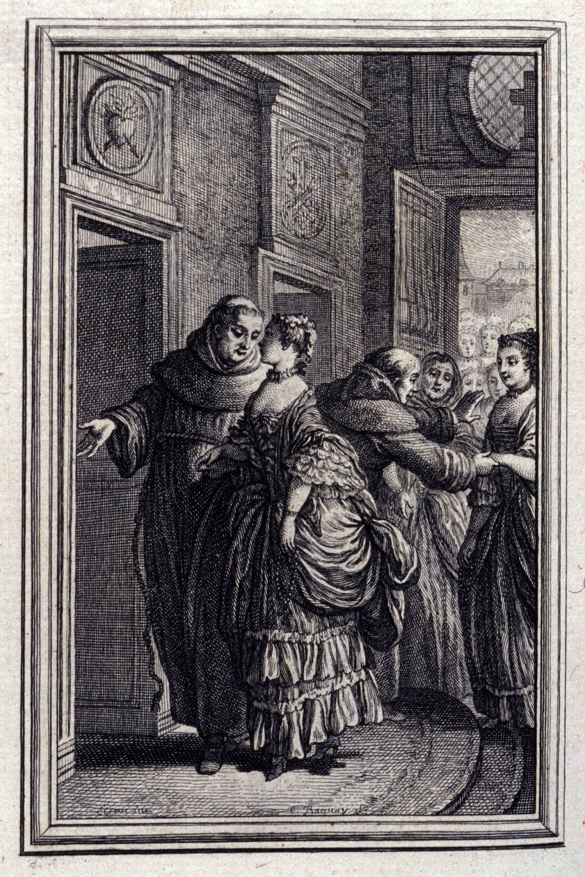 Os Irmãos da Catalunha - em "Contos e contos em verso", de Jean La Fontaine. 1776. Ilustração de P.P. Choffard. de Pierre Philippe Choffard