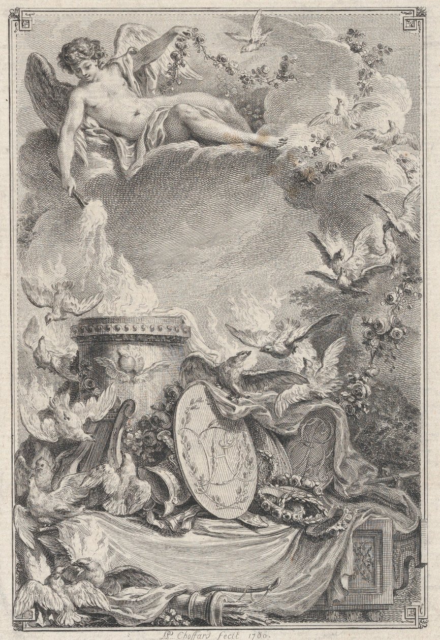 Moeda comemorativa de um casamento, 1780. de Pierre Philippe Choffard