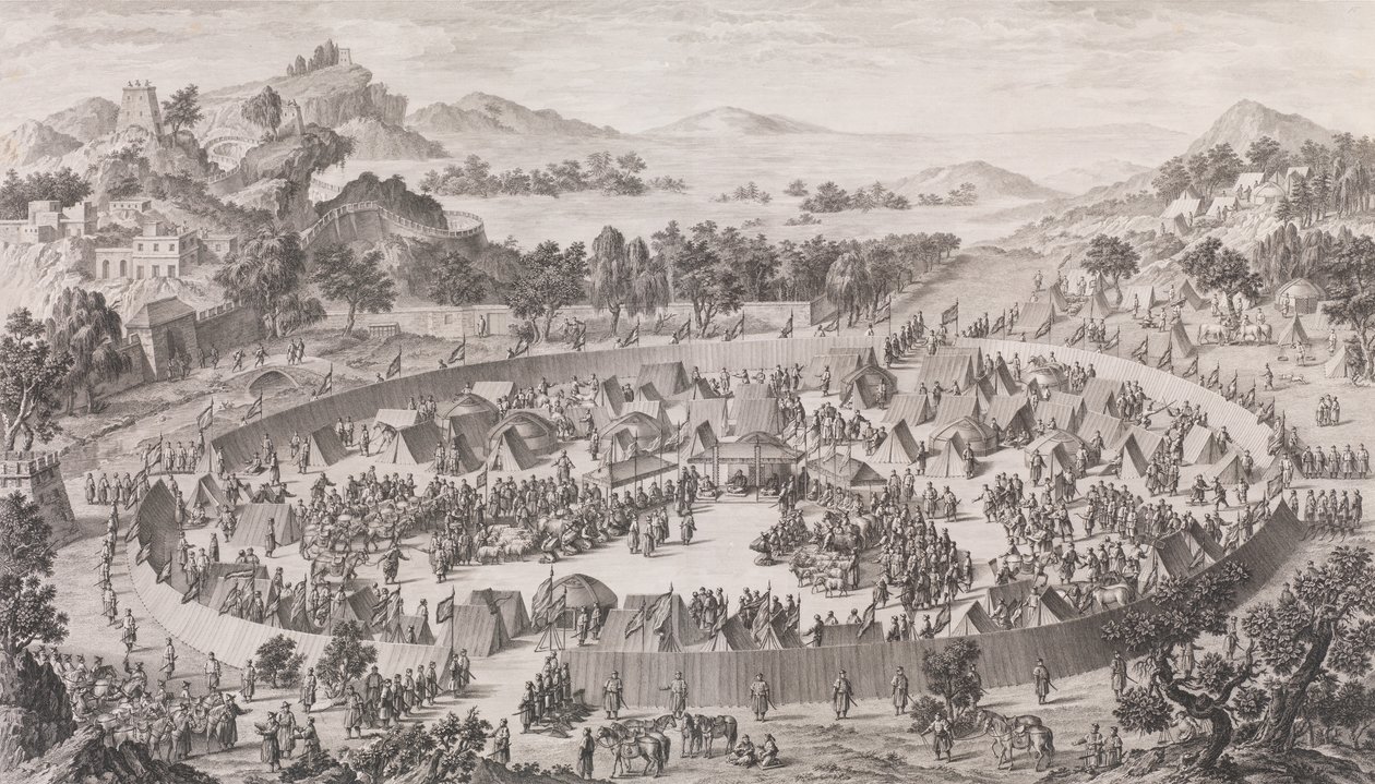 A derrota do chefe Uš-Turfan e sua cidade, 1774. de Pierre Philippe Choffard