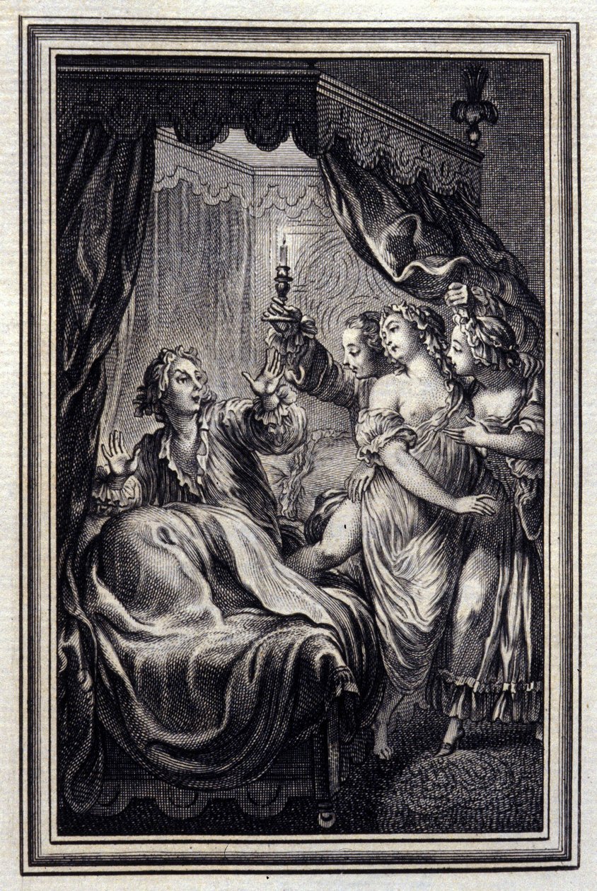 Nunca reparamos em tudo - em "Tales et nouvelles en vers" de Jean La Fontaine. 1776. Ilustração de P.P. Choffard. de Pierre Philippe Choffard