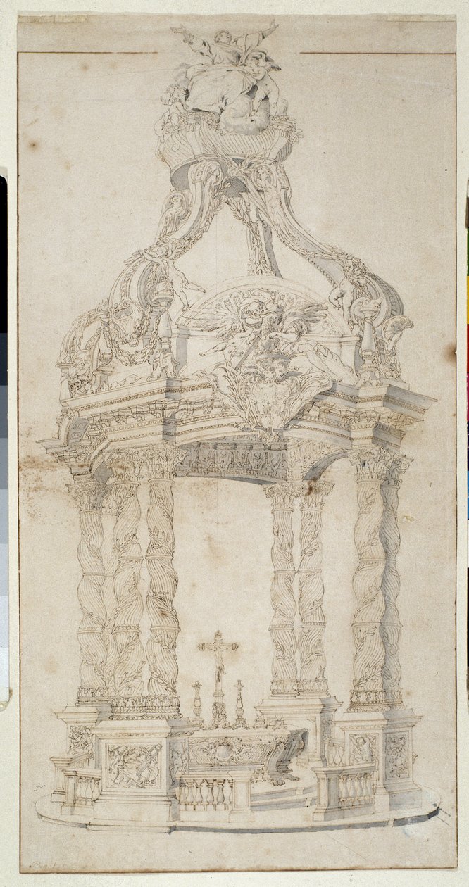 Arquitetura: "Projeto Altar e Badalquin" (desenho) de Pierre Puget
