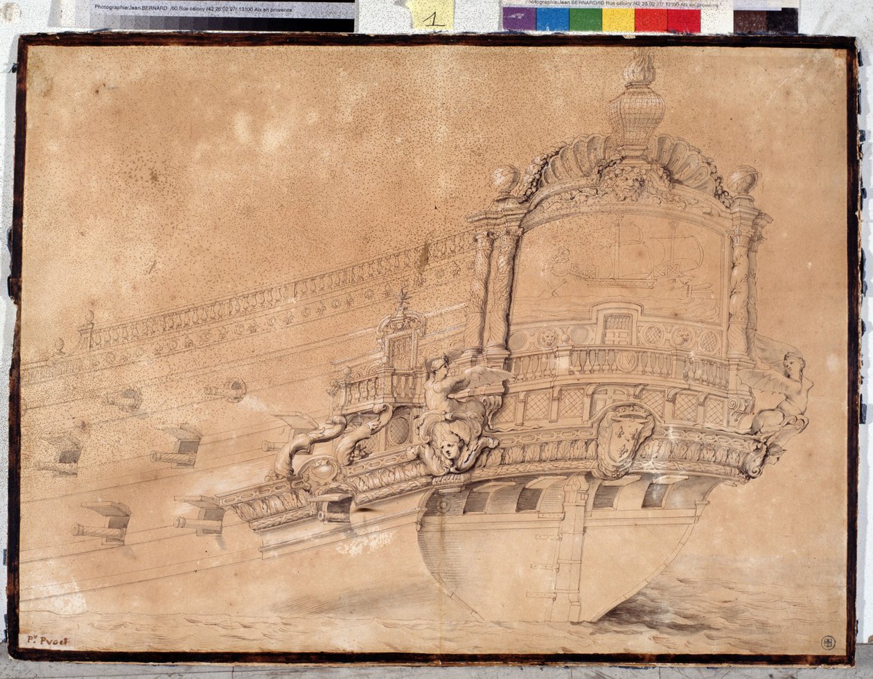 Atrás do navio “Paris”. (desenhando) de Pierre Puget