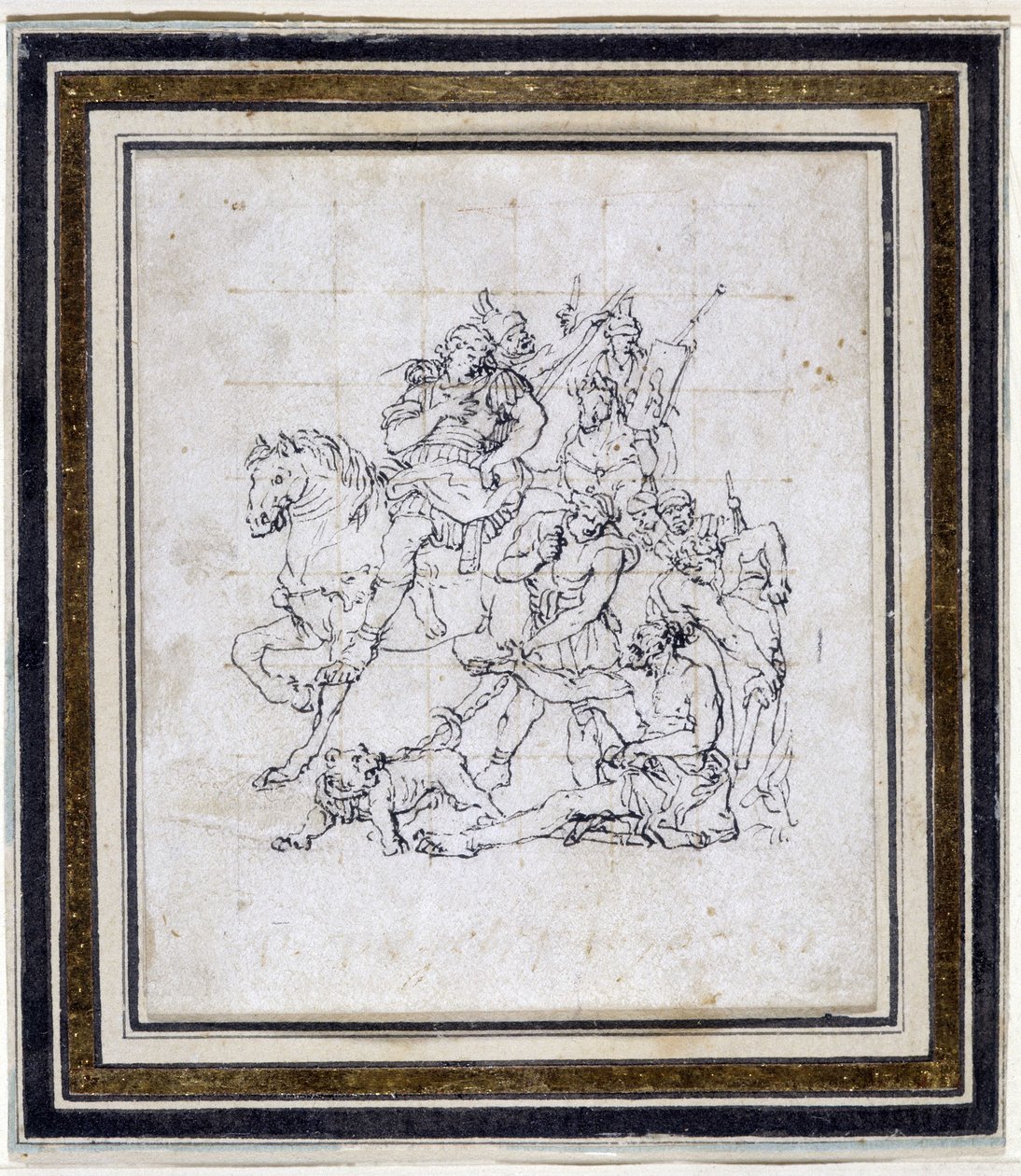 Desenho de preparação de Pierre Puget (1620-1694) para “Alexandre e Diogene” (tinta sobre papel, caneta) de Pierre Puget