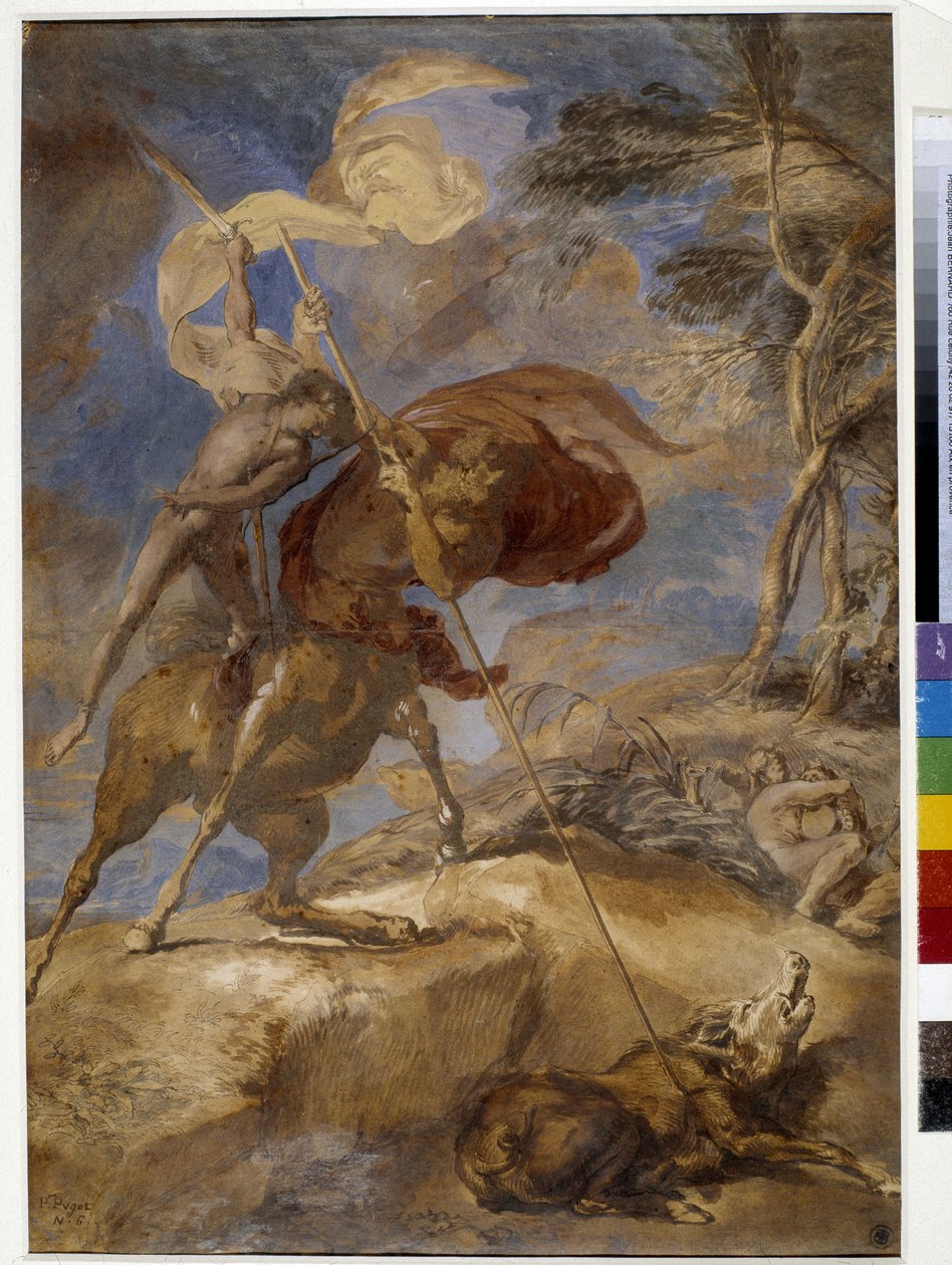 Esboço de “” Educação de Aquiles pelo Centauro Quíron ” de Pierre Puget