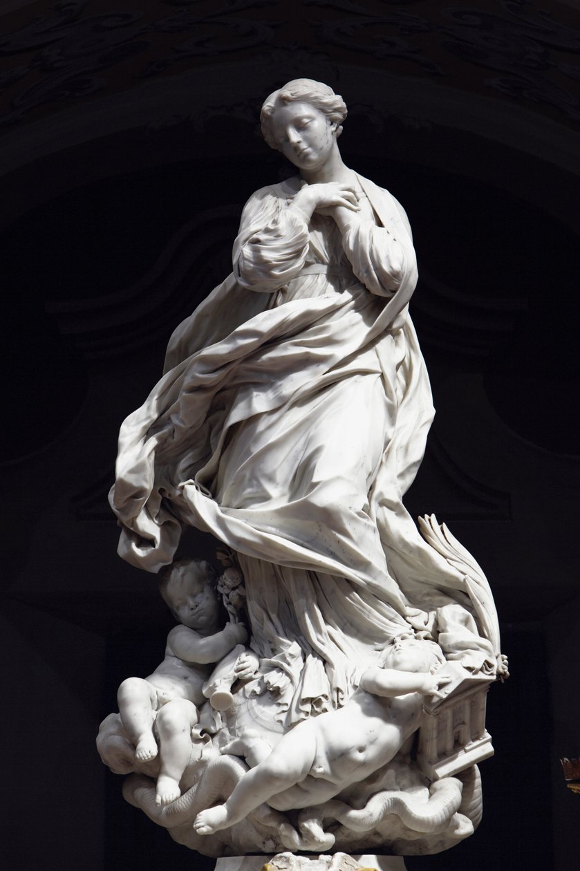 A Imaculada Conceição, Santa Maria Imaculada colocada sobre o altar da capela cenográfica 1669-70 (mármore) de Pierre Puget