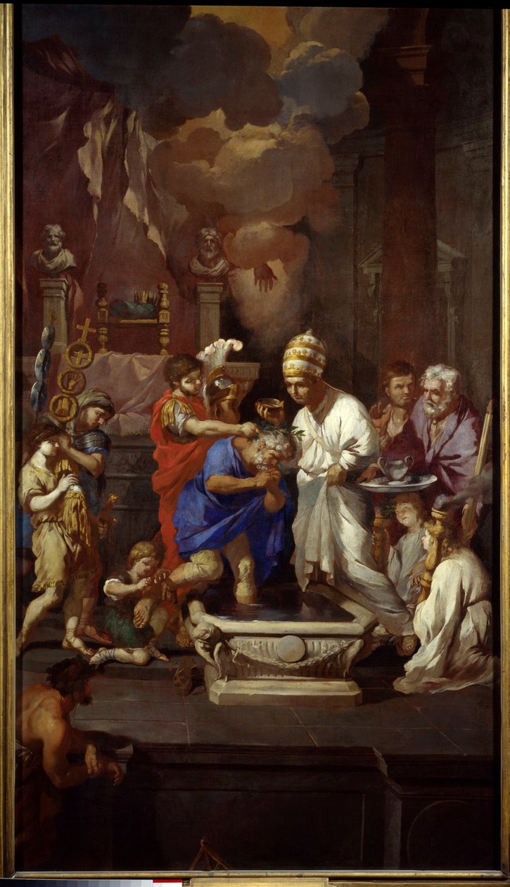 O batismo de Constantino (Constantino I, o Grande, 270-337). Pintura de Pierre Puget (1620-1694) de Pierre Puget