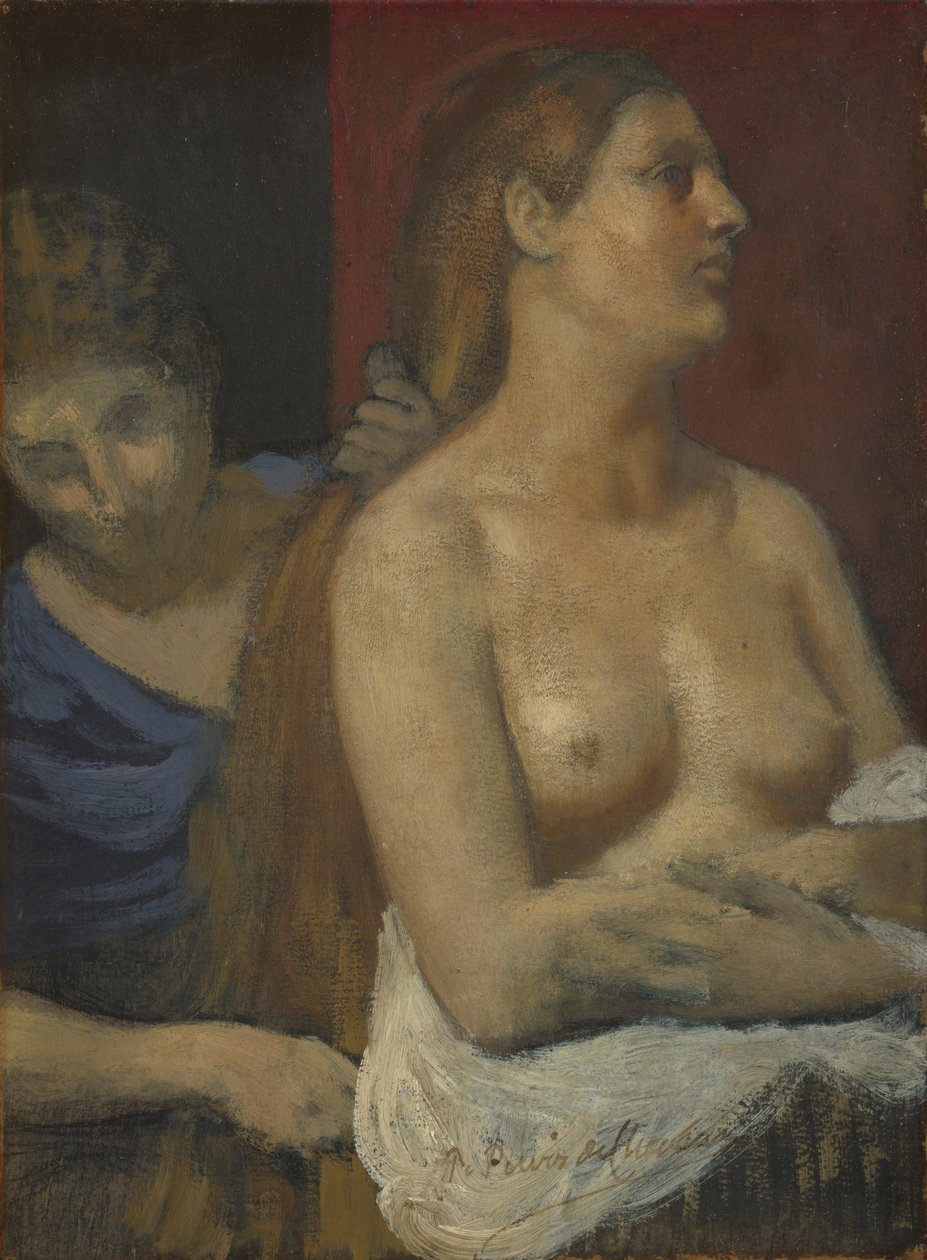 Uma empregada que penteia o cabelo de uma mulher, ca. 1883 de Pierre Puvis de Chavannes