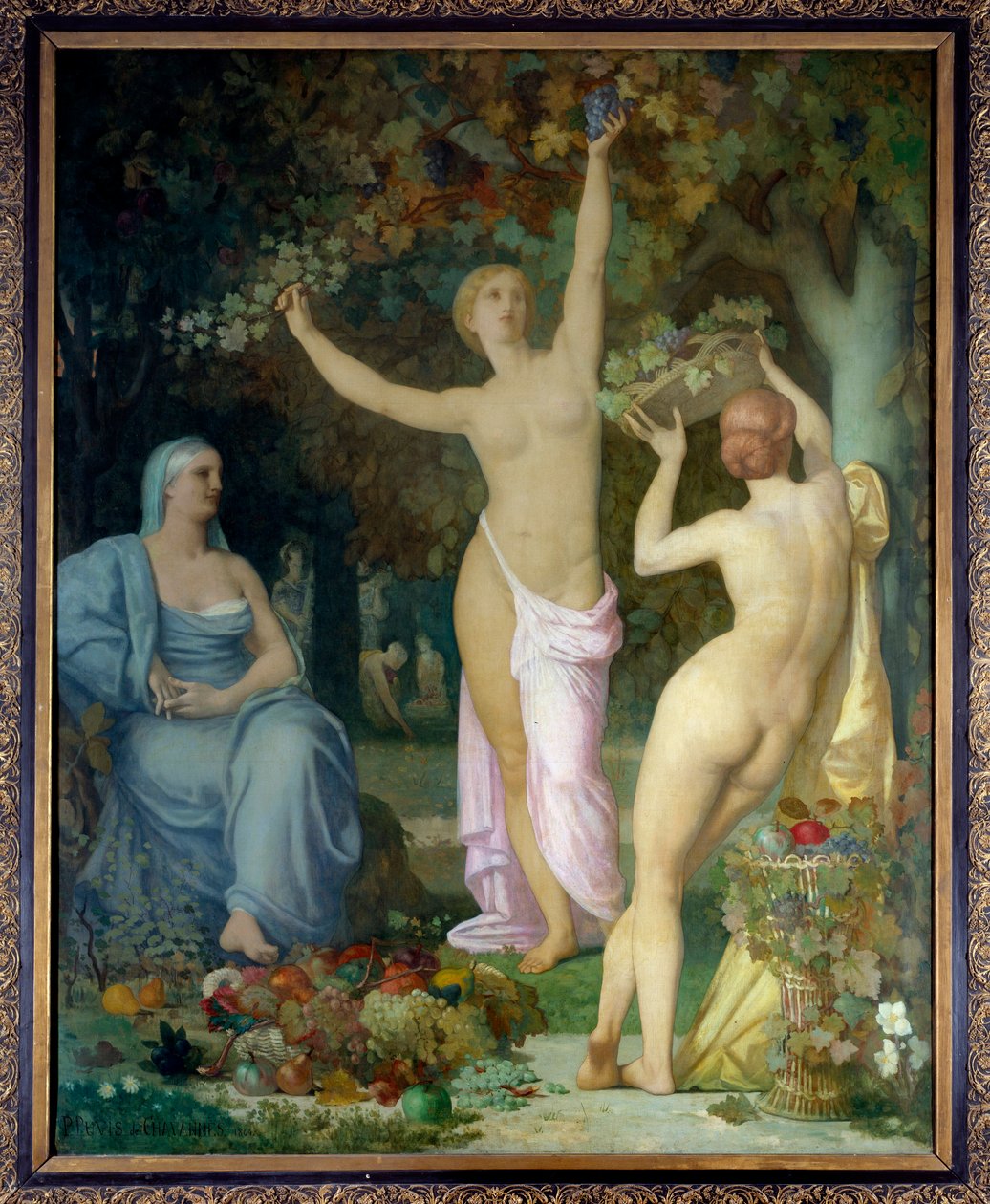 Pintura de Outono por Pierre Puvis de Chavannes (1824-1898) 1864 Sol. 2,85x2,26 m Lyon, Musee des Beaux Arts de Pierre Puvis de Chavannes