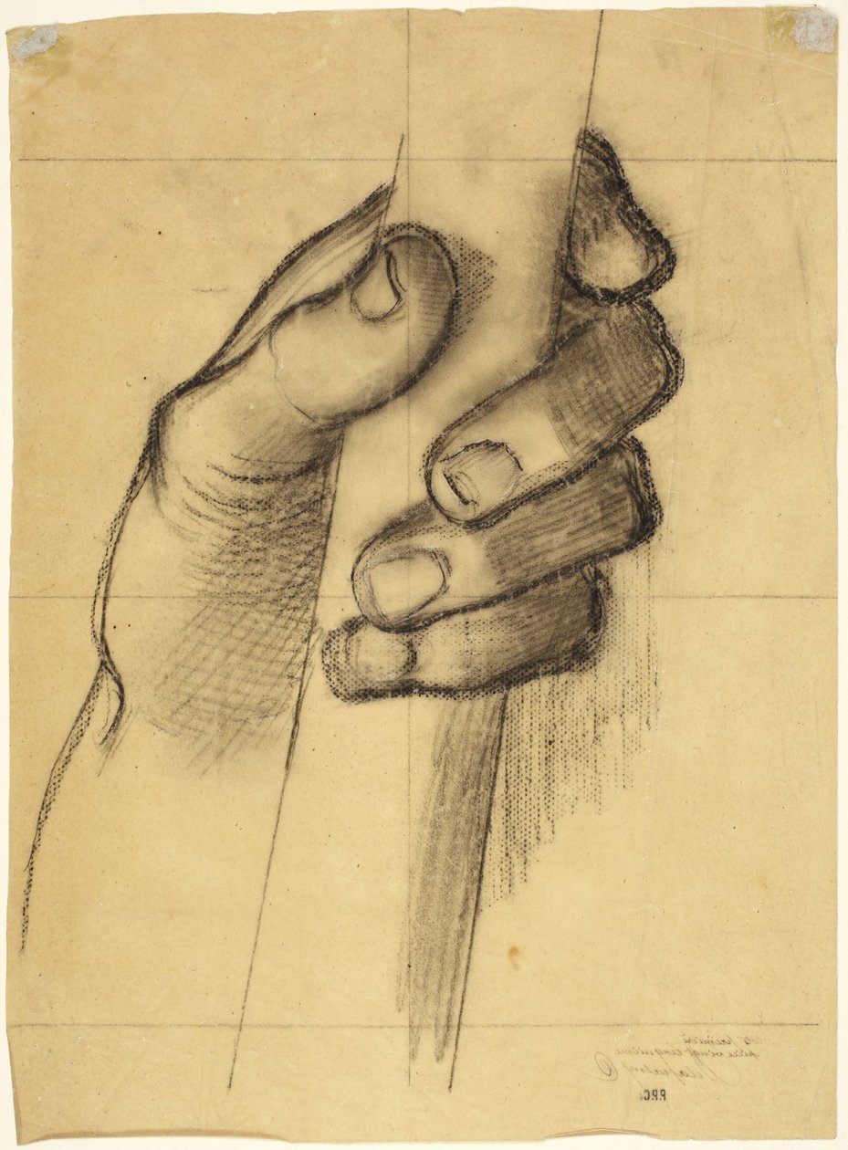 Desenho de uma mão a segurar uma haste de Pierre Puvis de Chavannes