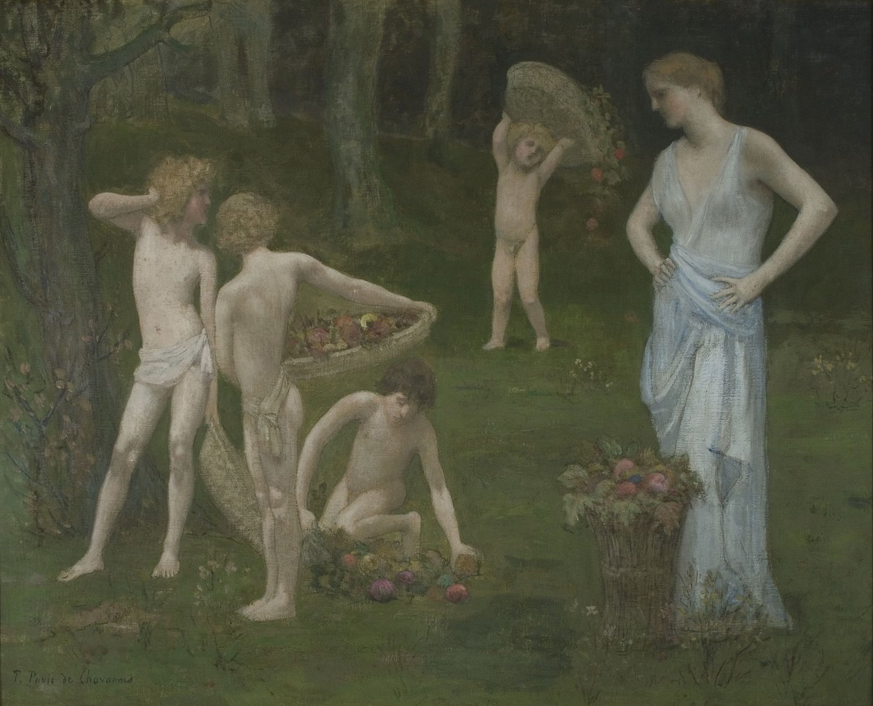 Filhos em um pomar, c. 1886-1888 de Pierre Puvis de Chavannes