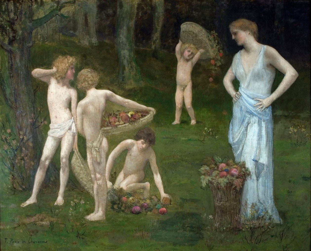 Enfants dans un verger - Puvis de Chavannes, Pierre Cecil (1824-1898) Children in an Orchard - Oil on canvas c. 1886-1888 The City College of New York de Pierre Puvis de Chavannes