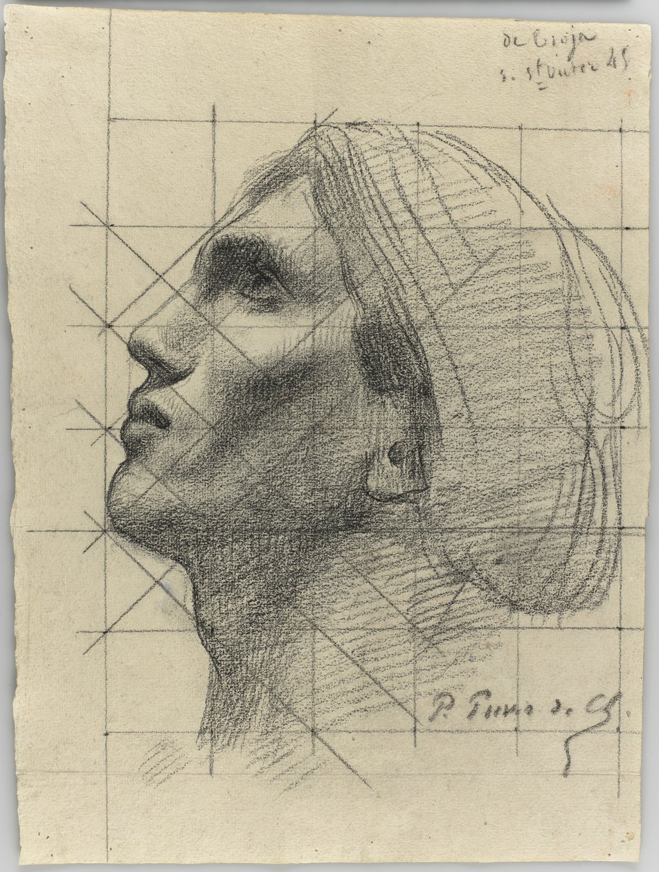 Cabeça de homem de perfil de Pierre Puvis de Chavannes