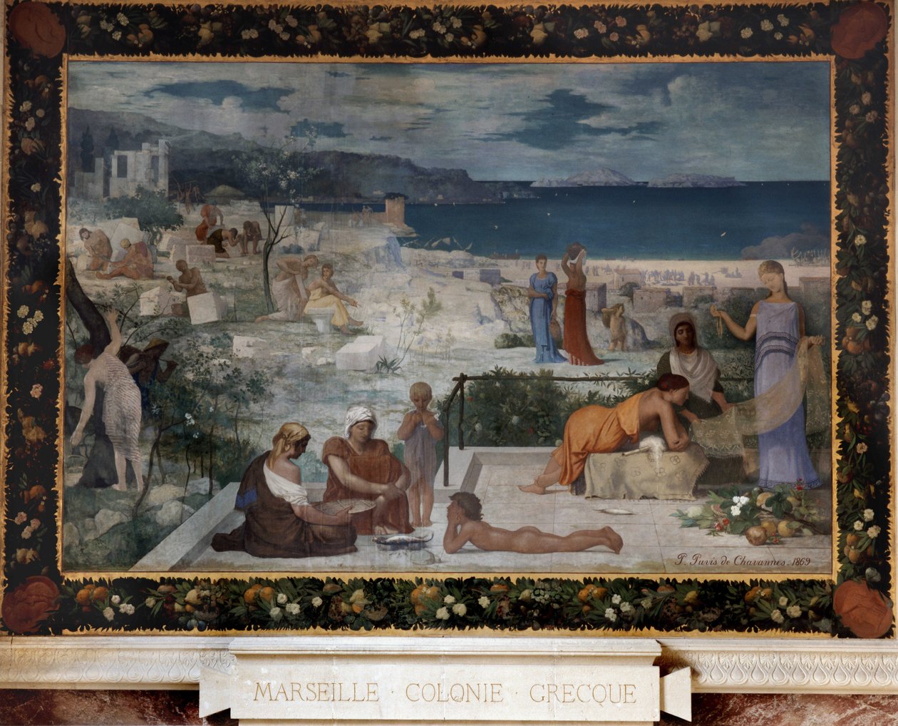 Marselha - colônia grega (óleo sobre tela, marouflee sobre a parede) de Pierre Puvis de Chavannes